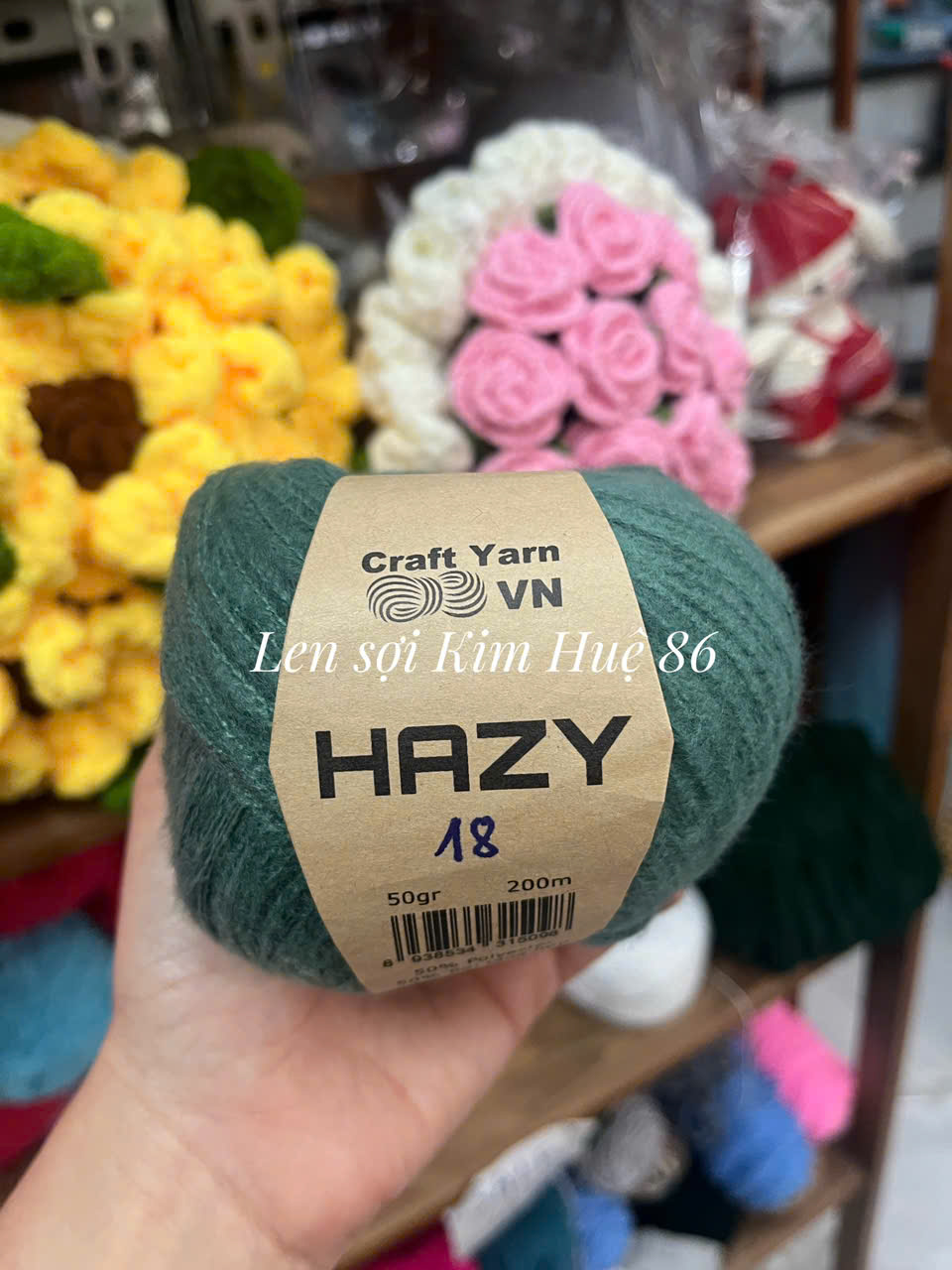 Len Mohair Hazy đan móc khăn, áo, mũ cuộn 50g