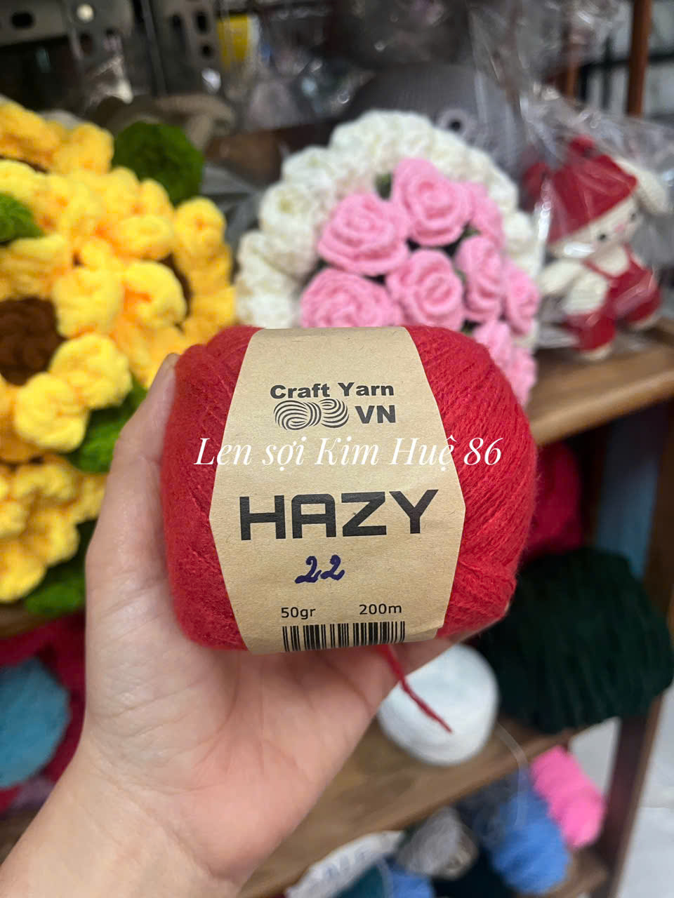 Len Mohair Hazy đan móc khăn, áo, mũ cuộn 50g