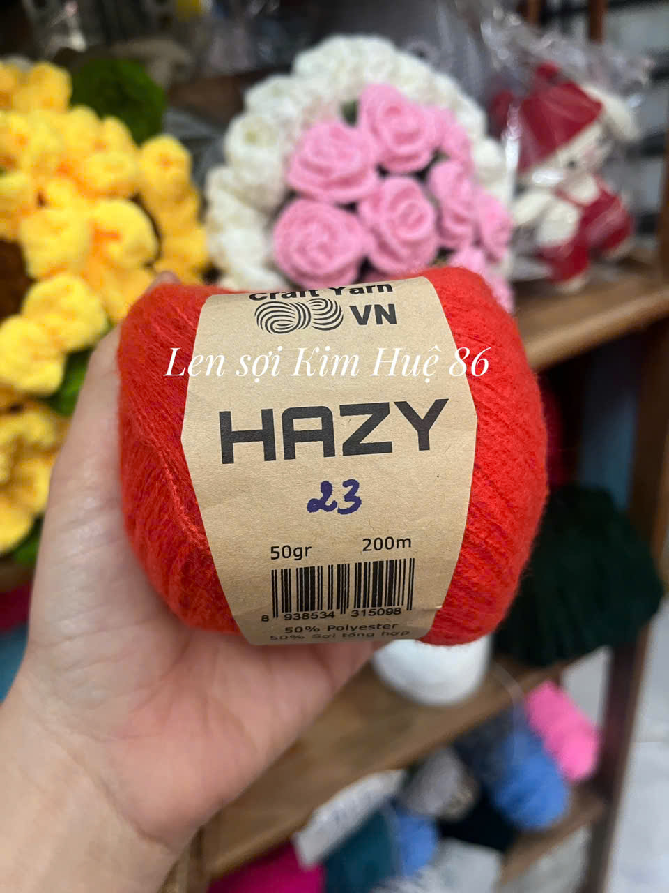 Len Mohair Hazy đan móc khăn, áo, mũ cuộn 50g
