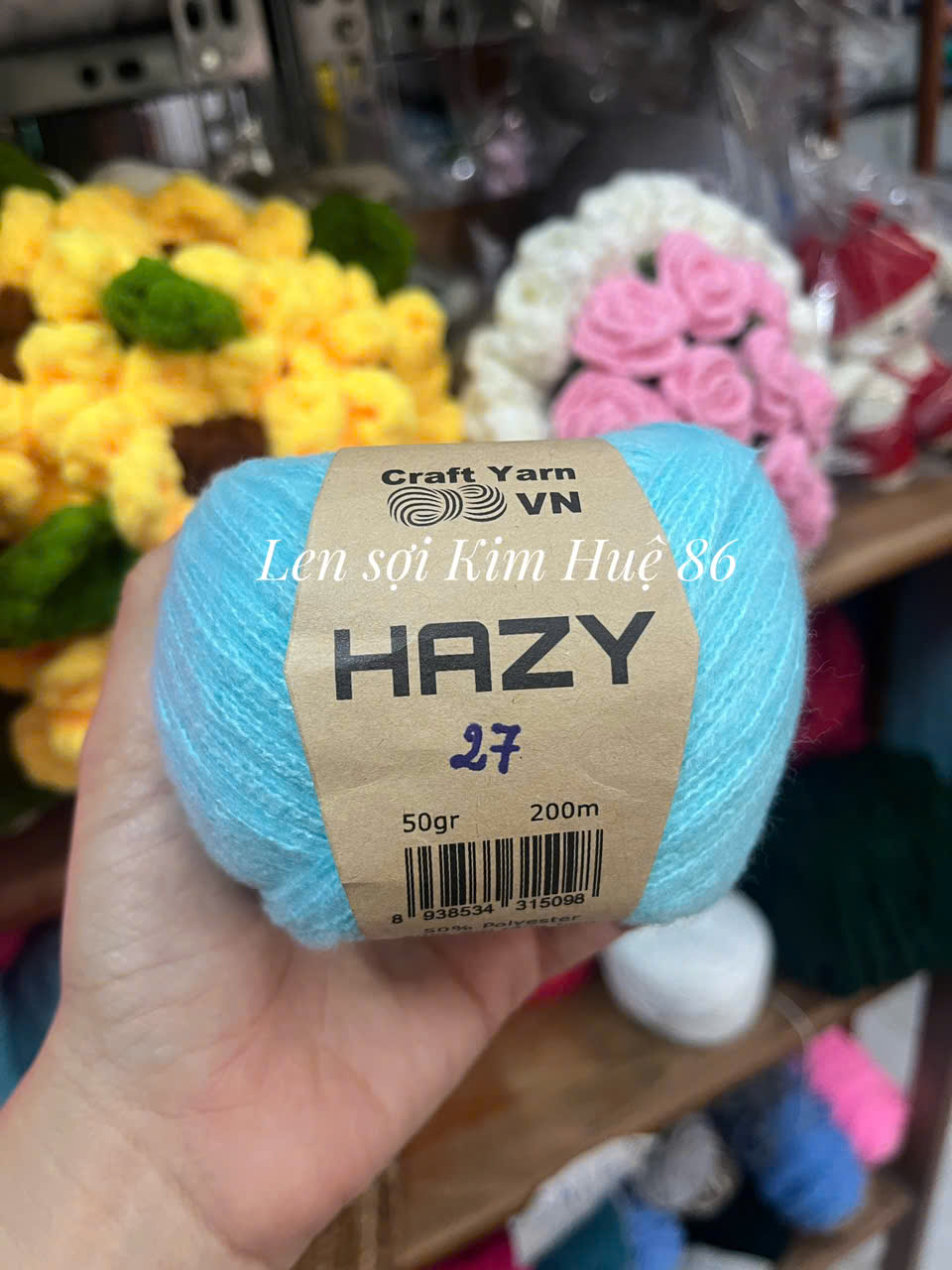 Len Mohair Hazy đan móc khăn, áo, mũ cuộn 50g