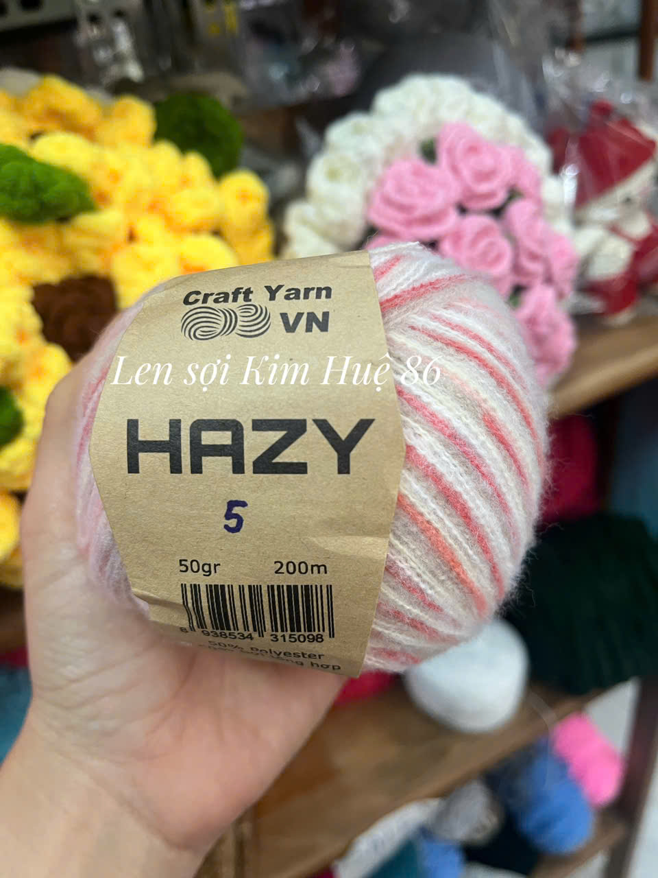 Len Mohair Hazy đan móc khăn, áo, mũ cuộn 50g