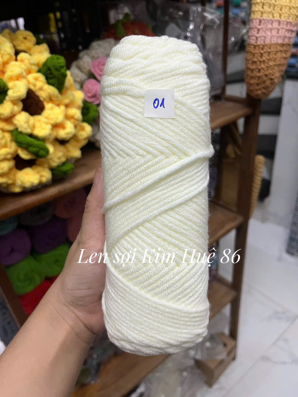 Len Cotton Love đan khăn, áo cỡ sợi 3,5mm cuộn 90g+-5g