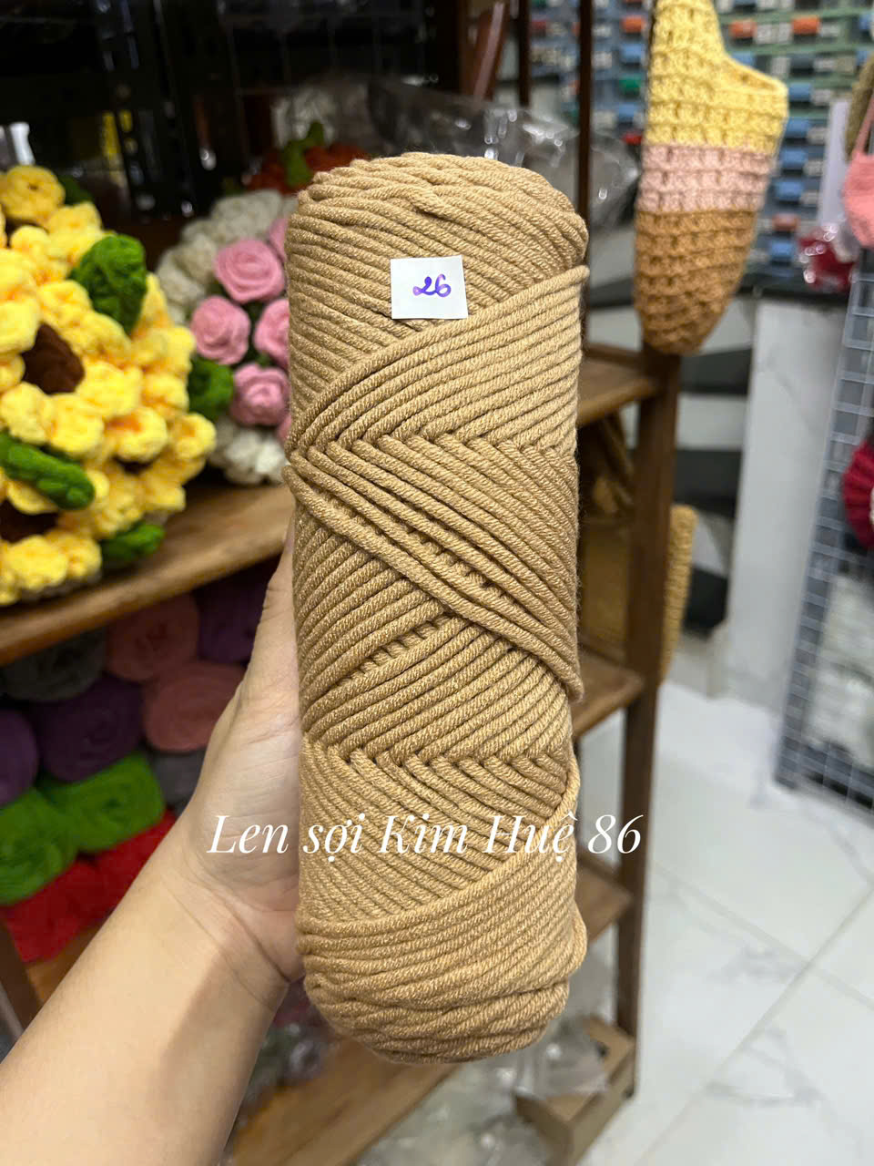 Len Cotton Love đan khăn, áo cỡ sợi 3,5mm cuộn 90g+-5g