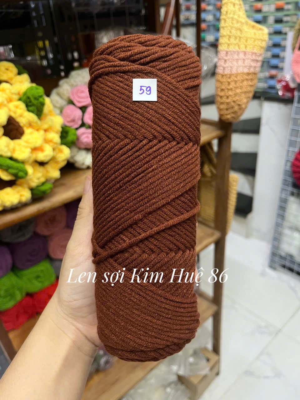 Len Cotton Love đan khăn, áo cỡ sợi 3,5mm cuộn 90g+-5g