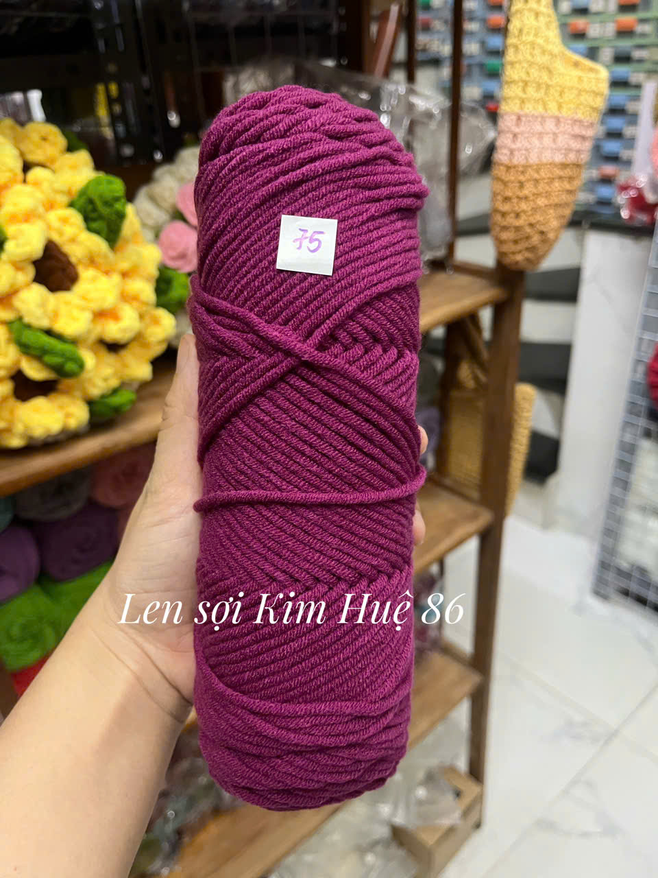 Len Cotton Love đan khăn, áo cỡ sợi 3,5mm cuộn 90g+-5g