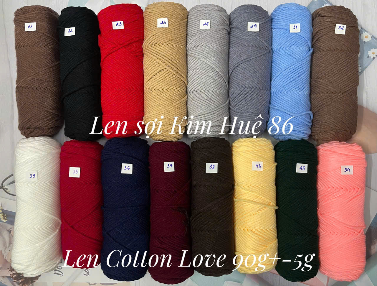 Len Cotton Love đan khăn, áo cỡ sợi 3,5mm cuộn 90g+-5g