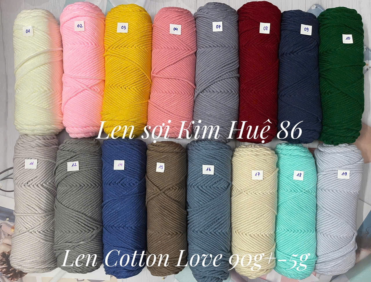 Len Cotton Love đan khăn, áo cỡ sợi 3,5mm cuộn 90g+-5g