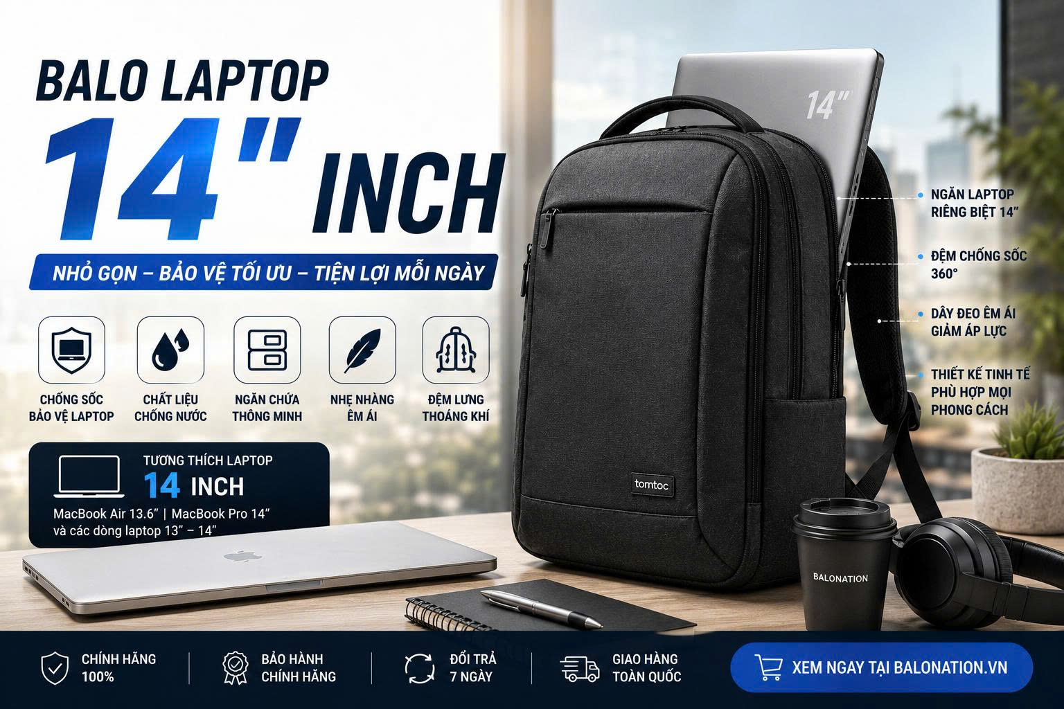 Balo laptop 14 inch