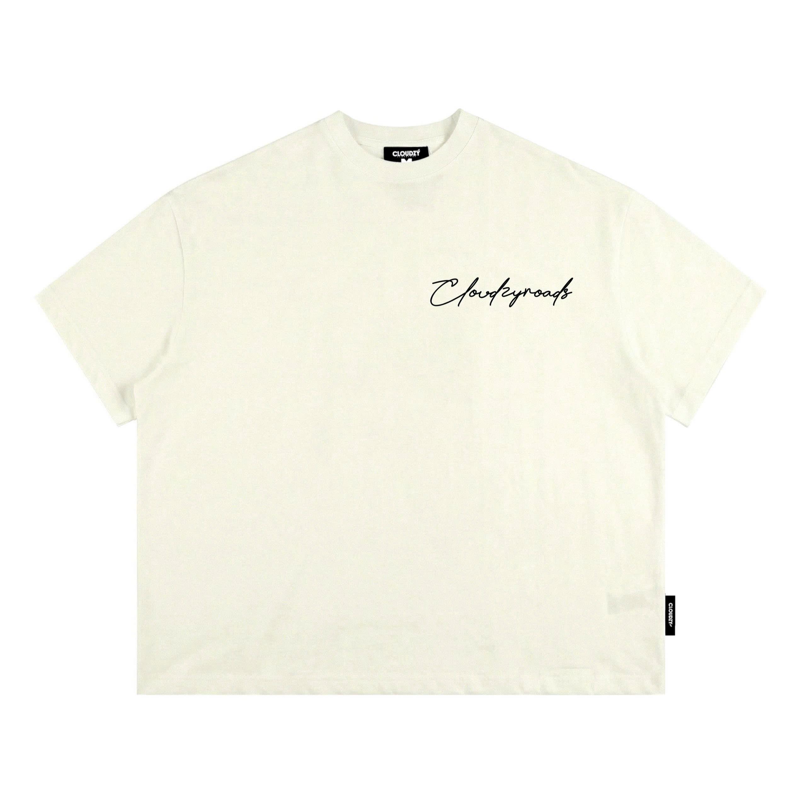 Áo thun boxy CLOUDZY in chữ cá tính vải 100% cotton 250gsm form rộng nam nữ áo phông local brand streetwear ROAD