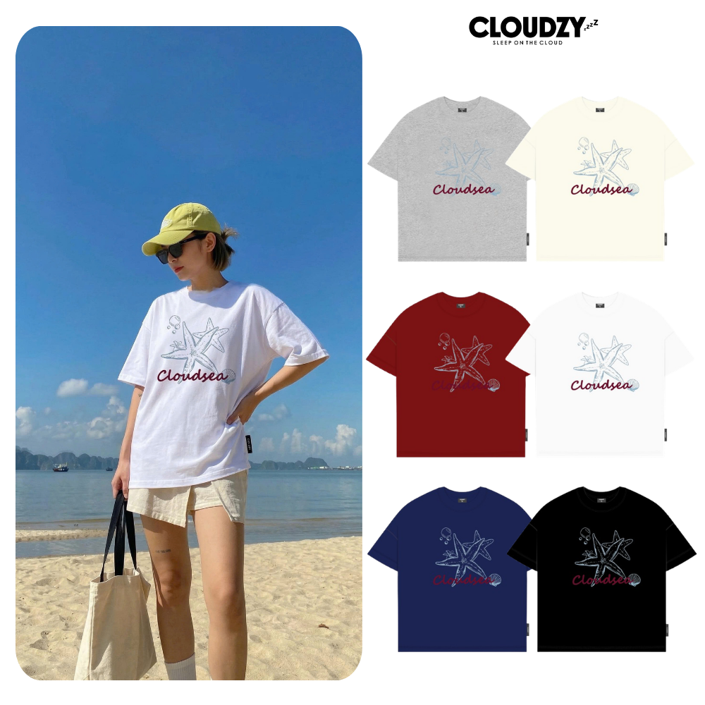 Áo thun boxy local brand CLOUDZY in hình 100% cotton 250gsm dày dặn áo phông form rộng nam nữ unisex mùa hè SEA