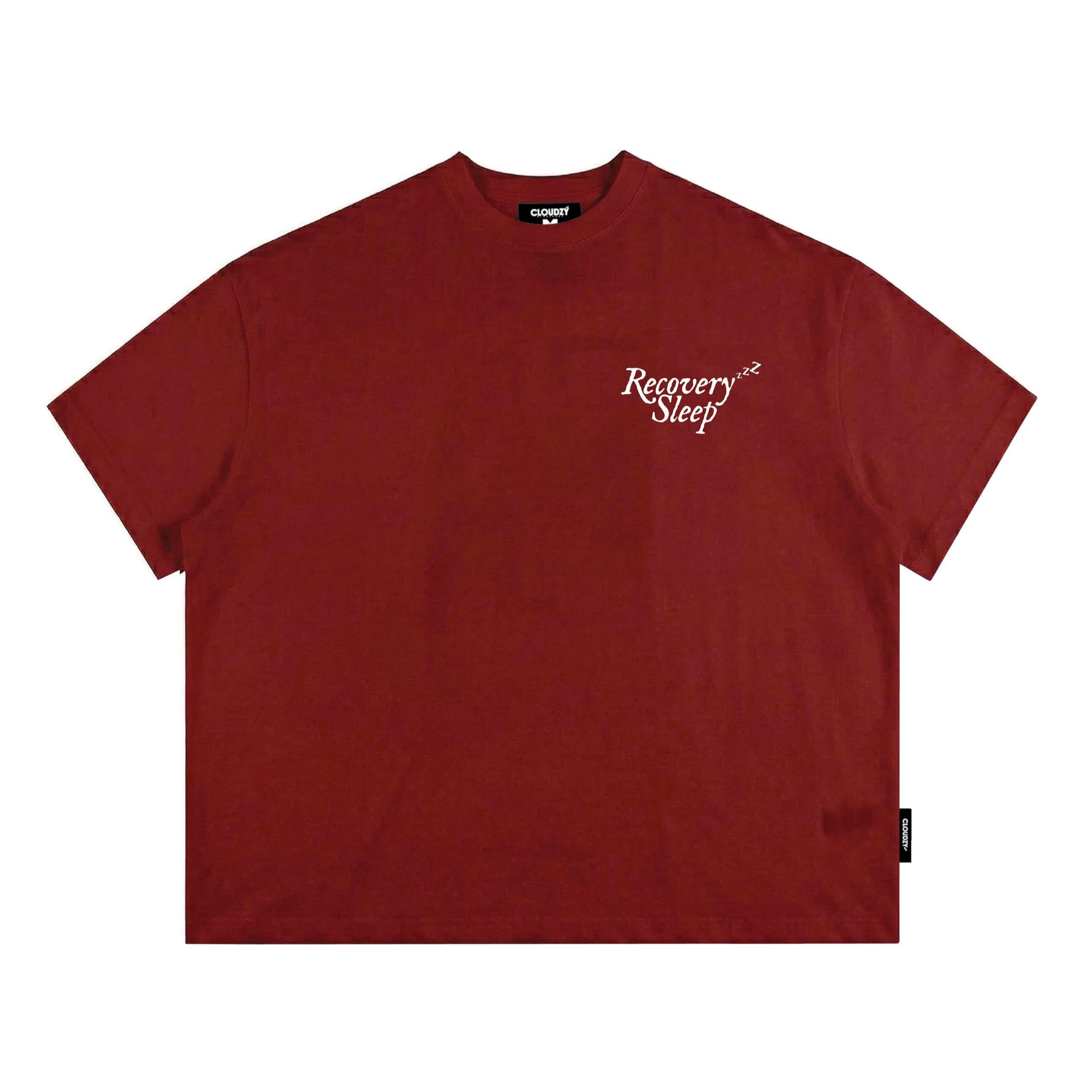 Áo thun boxy CLOUDZY streetwear 100% cotton 250gsm dày dặn áo phông nam nữ form rộng hồng nâu đỏ RECOVER