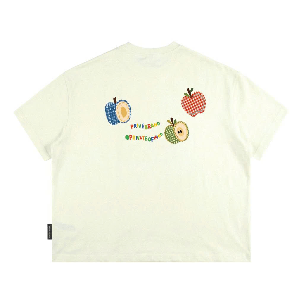 Áo Thun Boxy CloudzyPrive APPLE TEE Premium Cotton 250gsm Local Brand Unisex In Hoạ Tiết