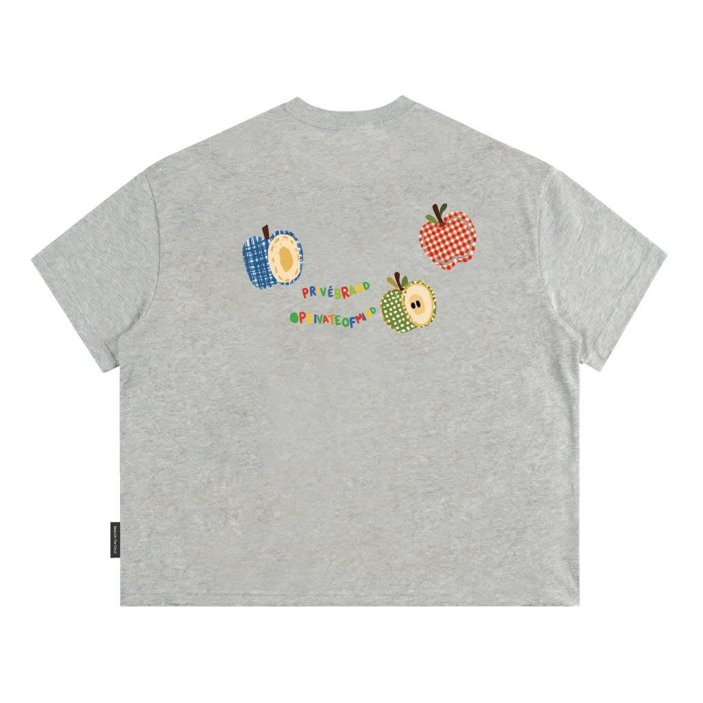 Áo Thun Boxy CloudzyPrive APPLE TEE Premium Cotton 250gsm Local Brand Unisex In Hoạ Tiết