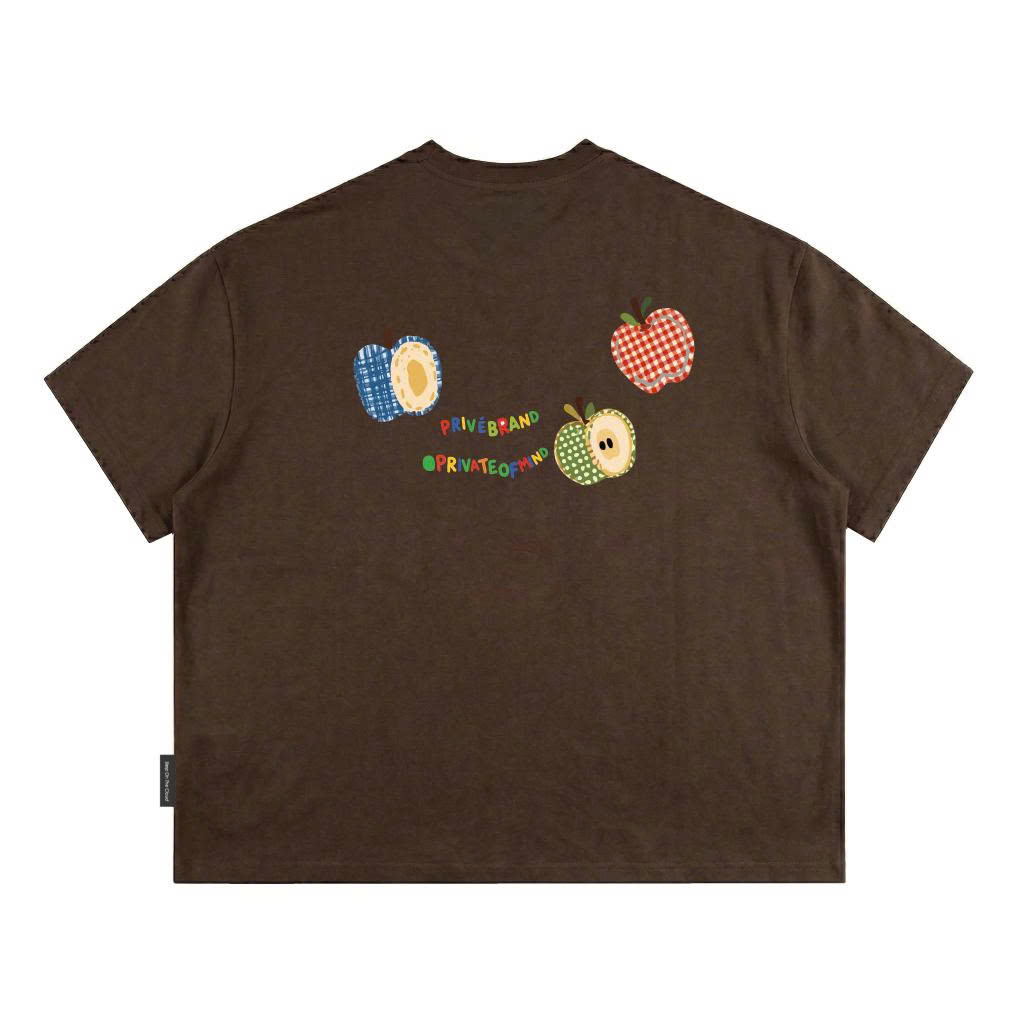 Áo Thun Boxy CloudzyPrive APPLE TEE Premium Cotton 250gsm Local Brand Unisex In Hoạ Tiết