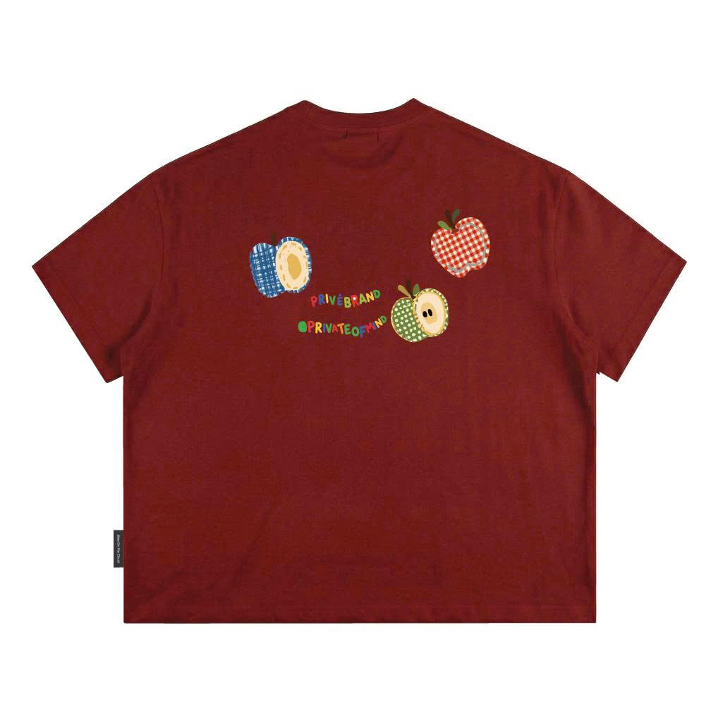 Áo Thun Boxy CloudzyPrive APPLE TEE Premium Cotton 250gsm Local Brand Unisex In Hoạ Tiết