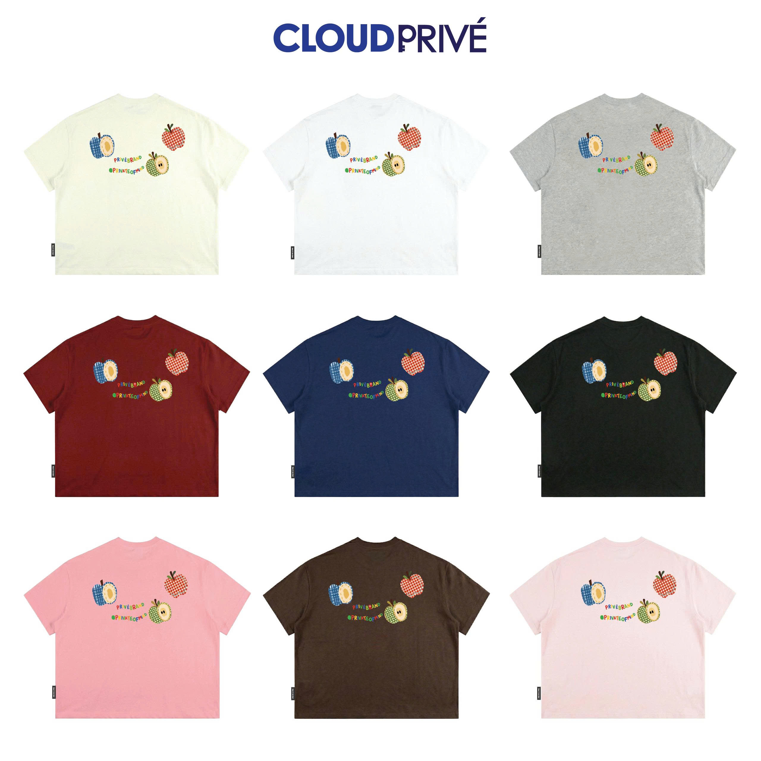 Áo Thun Boxy CloudzyPrive APPLE TEE Premium Cotton 250gsm Local Brand Unisex In Hoạ Tiết