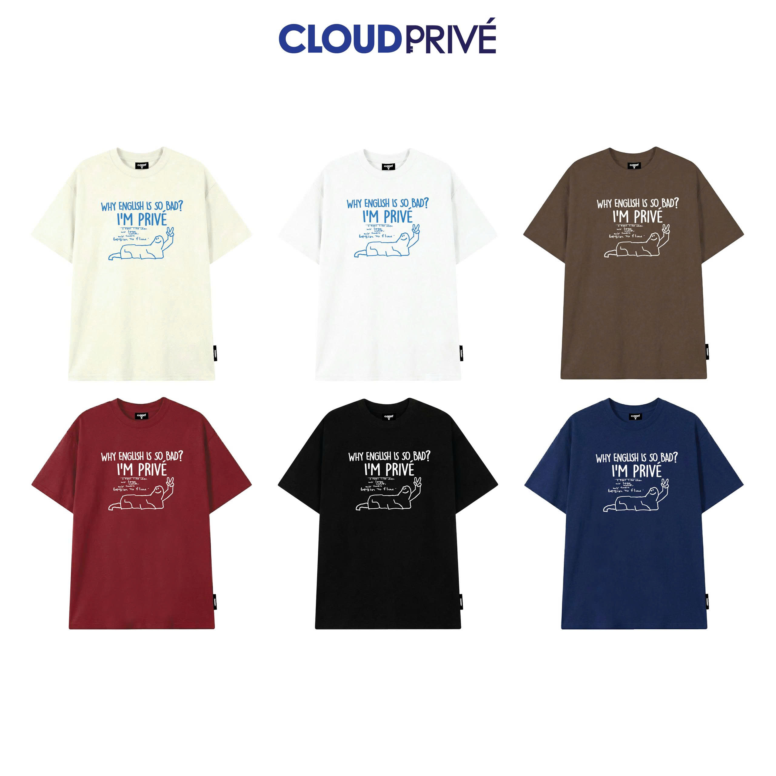Áo Thun Oversize In Hoạ Tiết CloudzyPrive Premium cotton 260gsm, Oversize tee Unisex Nam Nữ