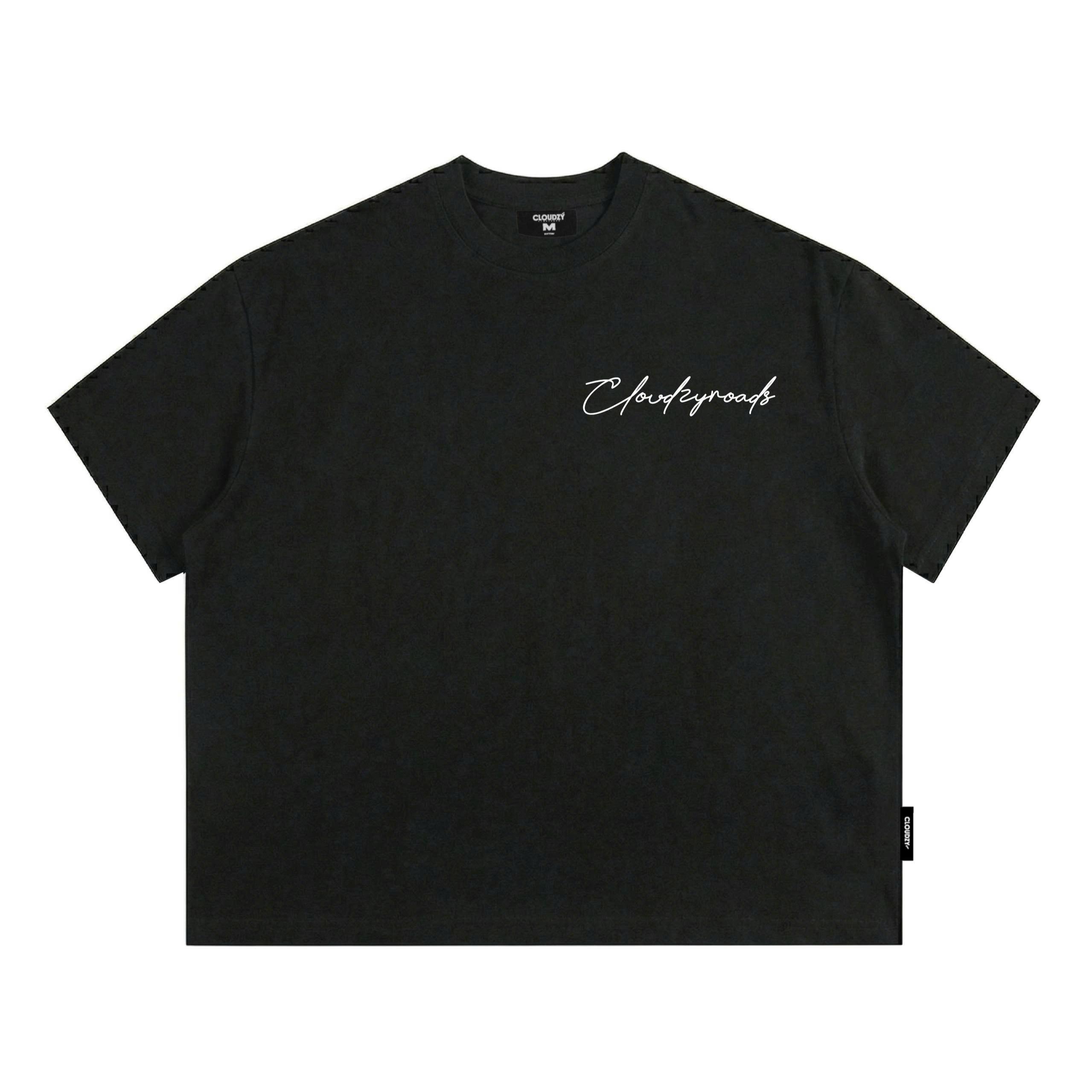 Áo thun boxy CLOUDZY in chữ cá tính vải 100% cotton 250gsm form rộng nam nữ áo phông local brand streetwear ROAD