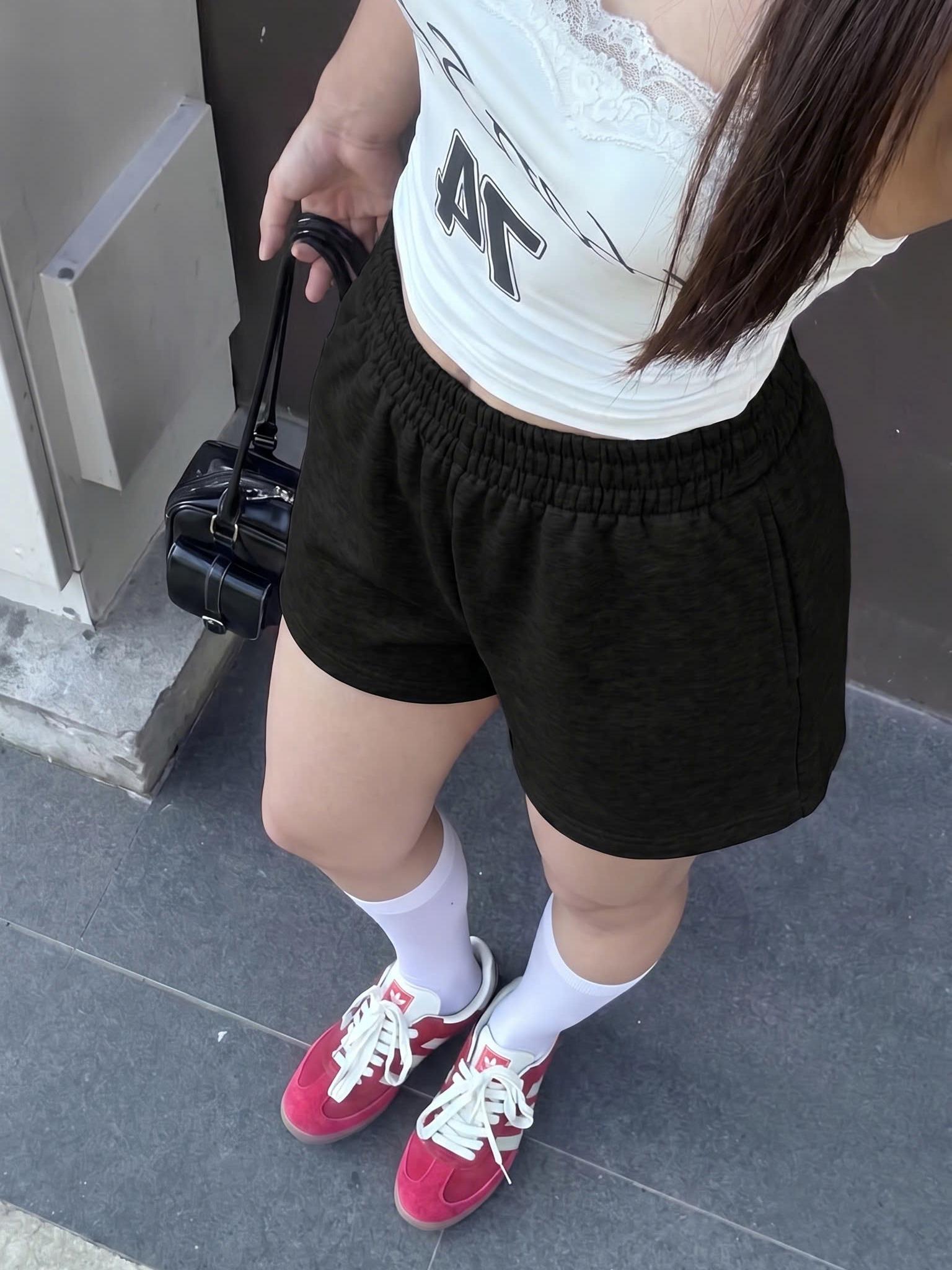 [NEW] Quần short nữ CLOUDZY chất nỉ 2 da cạp chun dày dặn quần đùi nữ nam form rộng unisex đi học thể thao basic xám đen