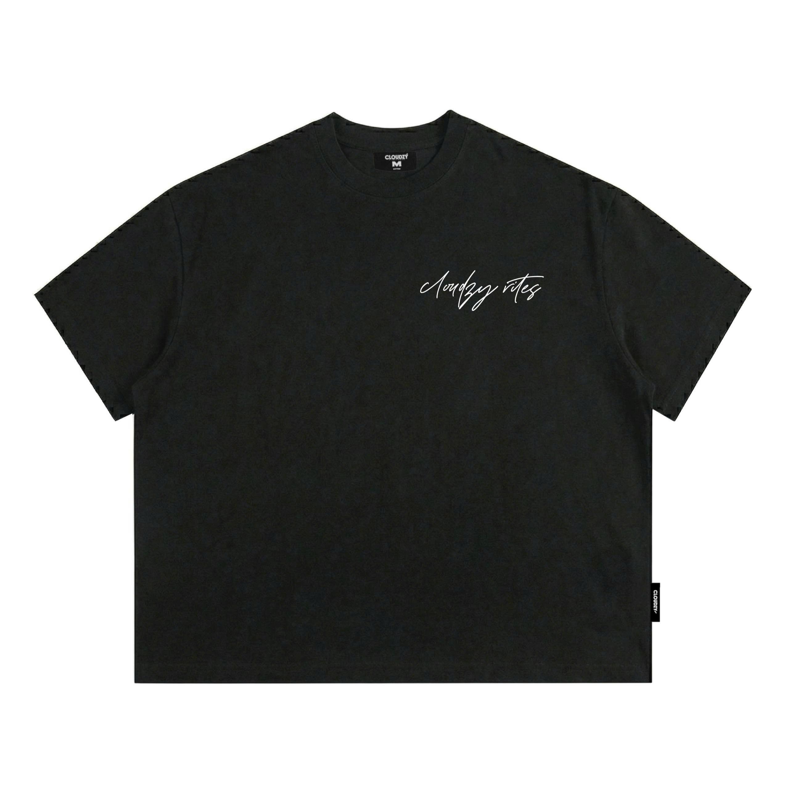 Áo thun boxy CLOUDZY in chữ ký cotton 250gsm dày dặn áo phông nam nữ form rộng hồng nâu đỏ unisex streetwear RITE