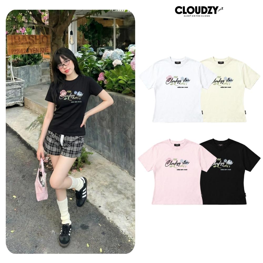 [NEW] Áo baby tee CLOUDZY in hình hoa hồng ôm dáng y2k 100% cotton 250gsm áo phông cộc tay nữ local brand cute ROSE
