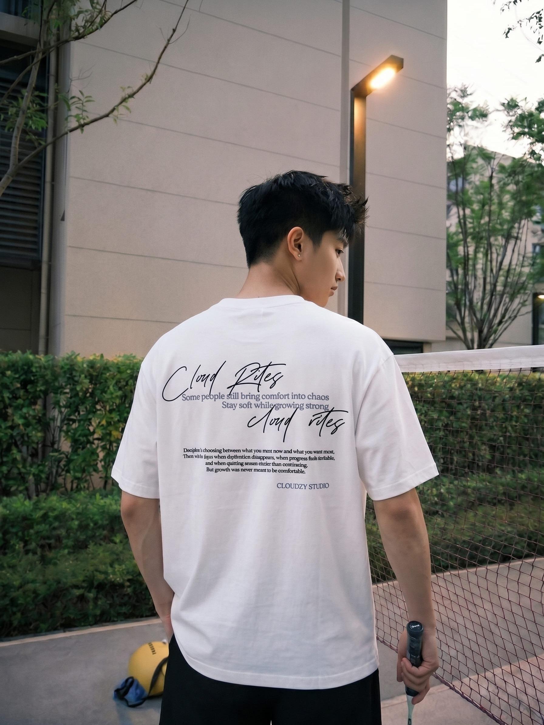 Áo thun boxy CLOUDZY in chữ ký cotton 250gsm dày dặn áo phông nam nữ form rộng hồng nâu đỏ unisex streetwear RITE