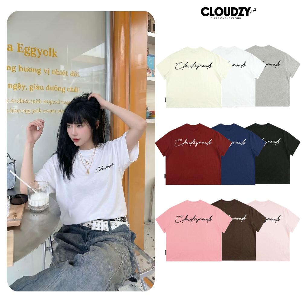 Áo thun boxy CLOUDZY in chữ cá tính vải 100% cotton 250gsm form rộng nam nữ áo phông local brand streetwear ROAD