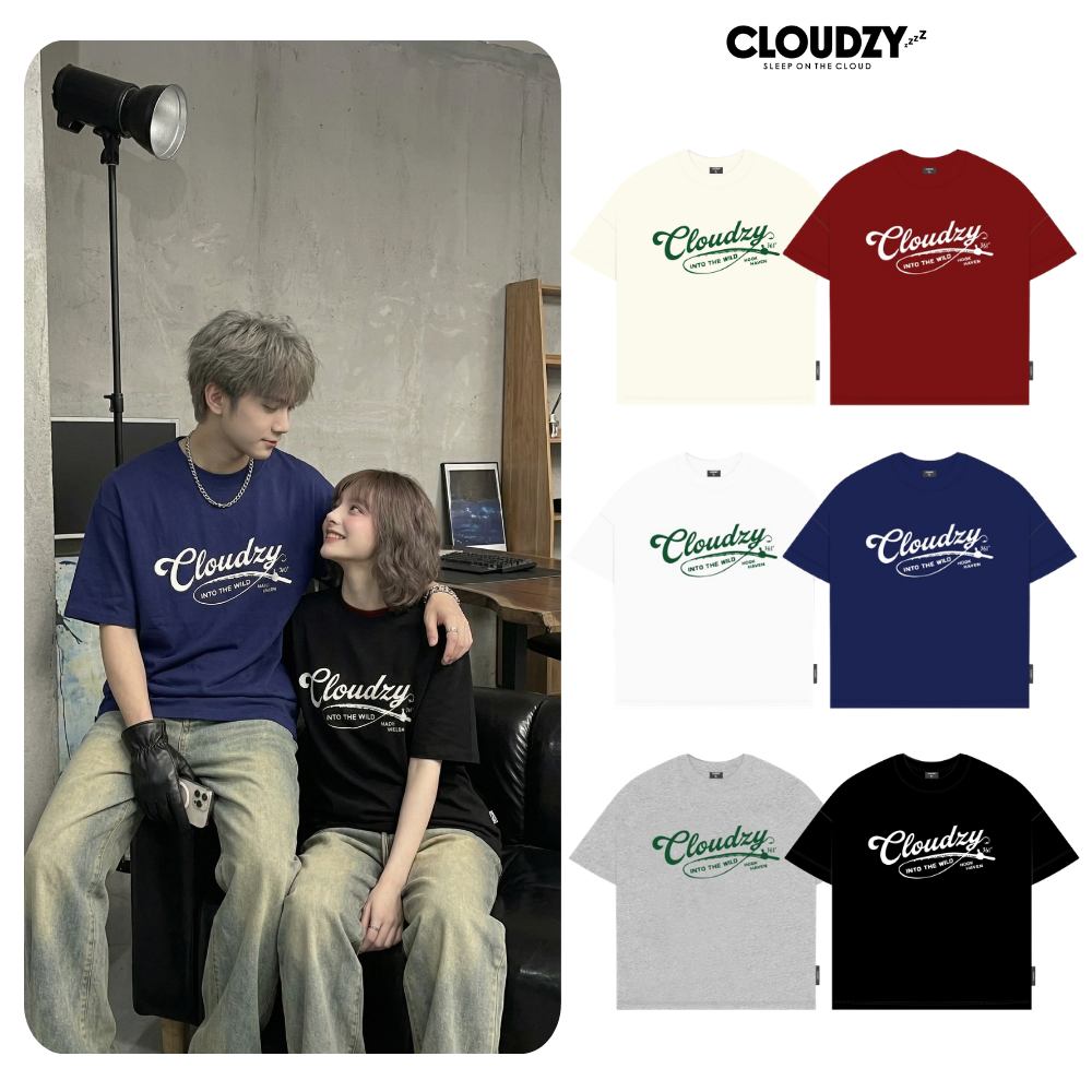 Áo phông boxy CLOUDZY in chữ cotton 100% 250gsm áo thun local brand nam nữ unisex form rộng basic streetwear INTO