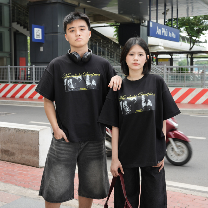 Áo thun boxy tay lỡ nữ nam unisex phông basic Cloudzy local brand form rộng teen cotton AT MOONLIGHT