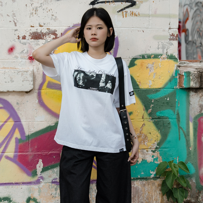 Áo thun boxy tay lỡ nữ nam unisex phông basic Cloudzy local brand form rộng teen cotton AT MOONLIGHT