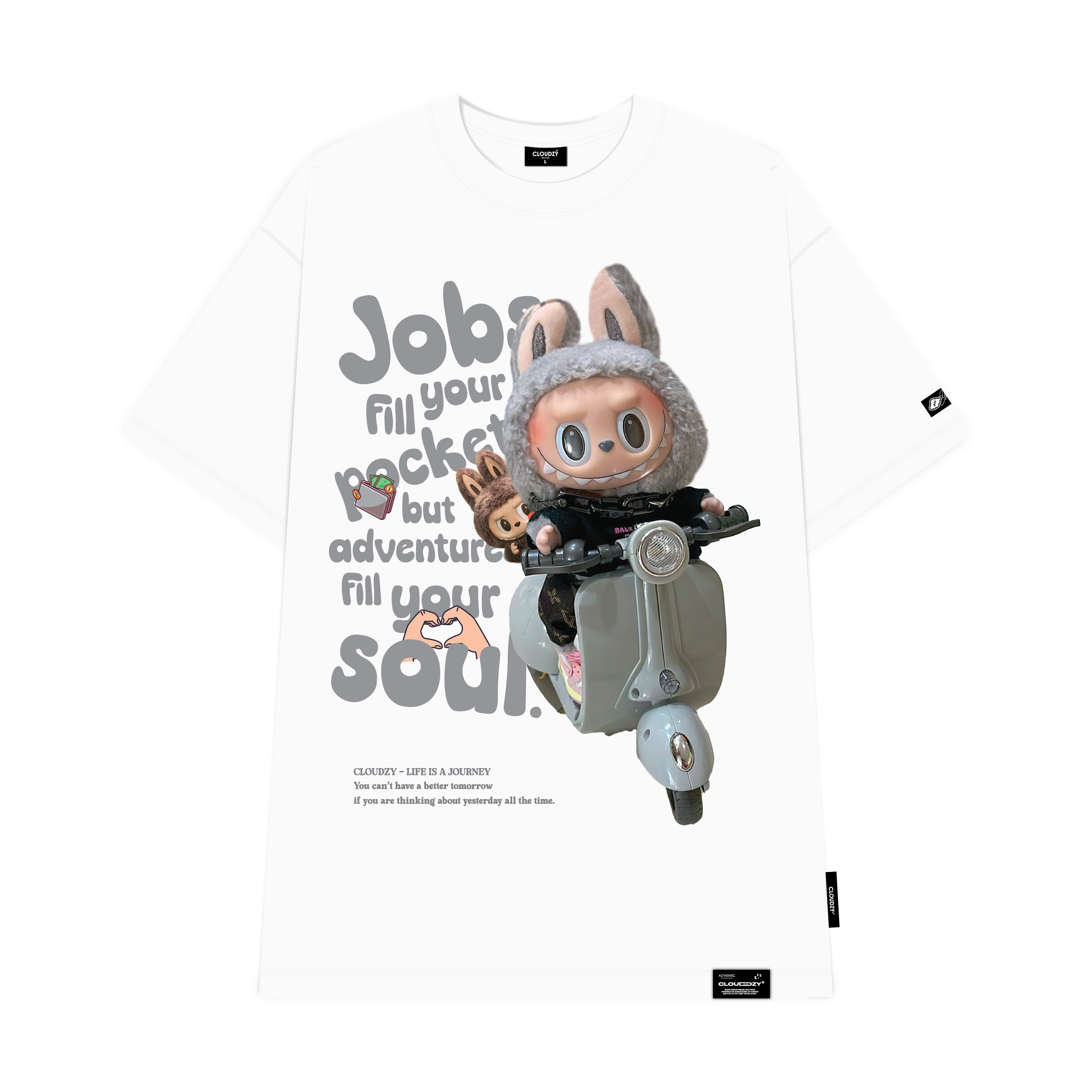 Áo thun nữ nam unisex tay lỡ phông cặp đôi labubu form rộng local brand cổ tròn cotton CLOUDZY BIKE