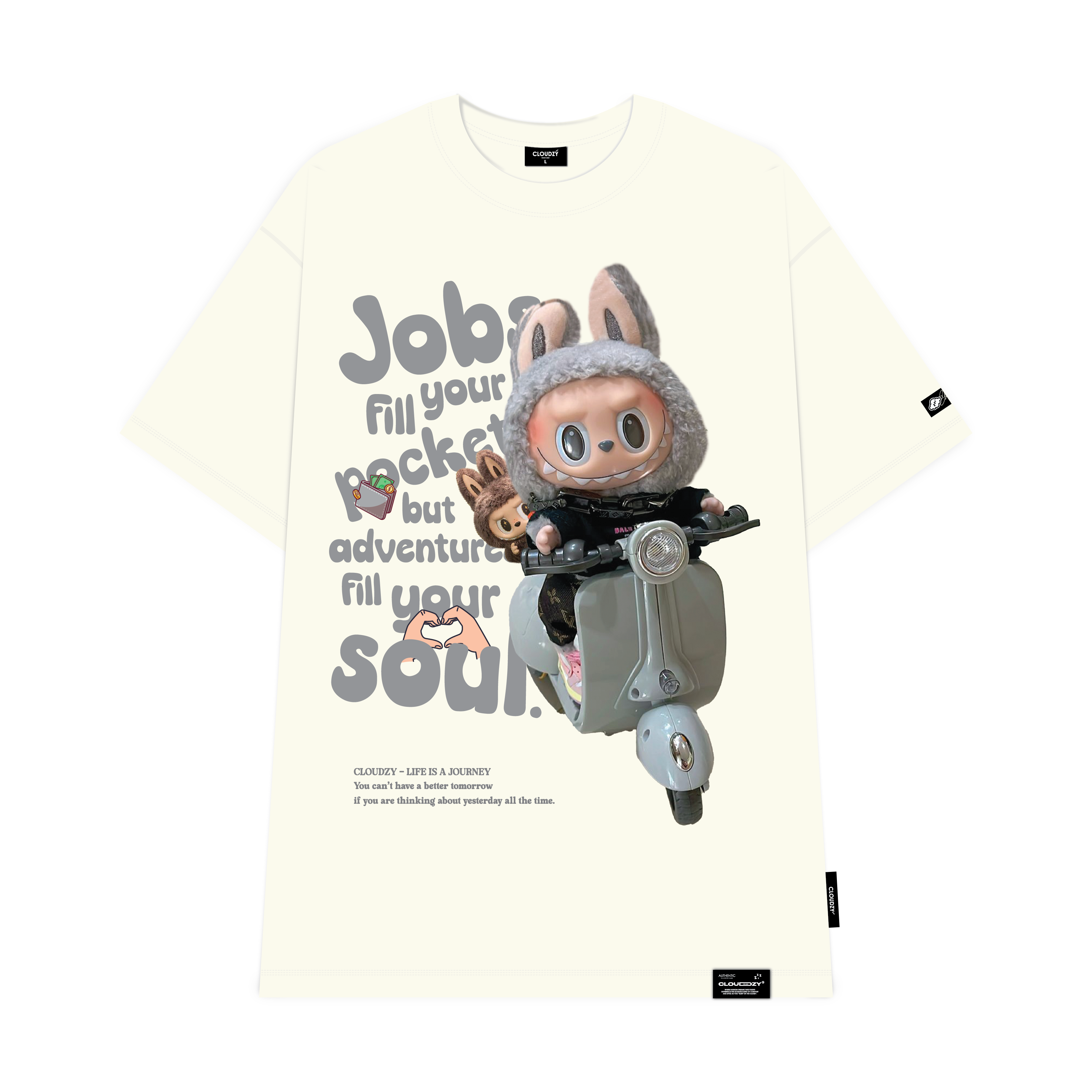 Áo thun nữ nam unisex tay lỡ phông cặp đôi labubu form rộng local brand cổ tròn cotton CLOUDZY BIKE