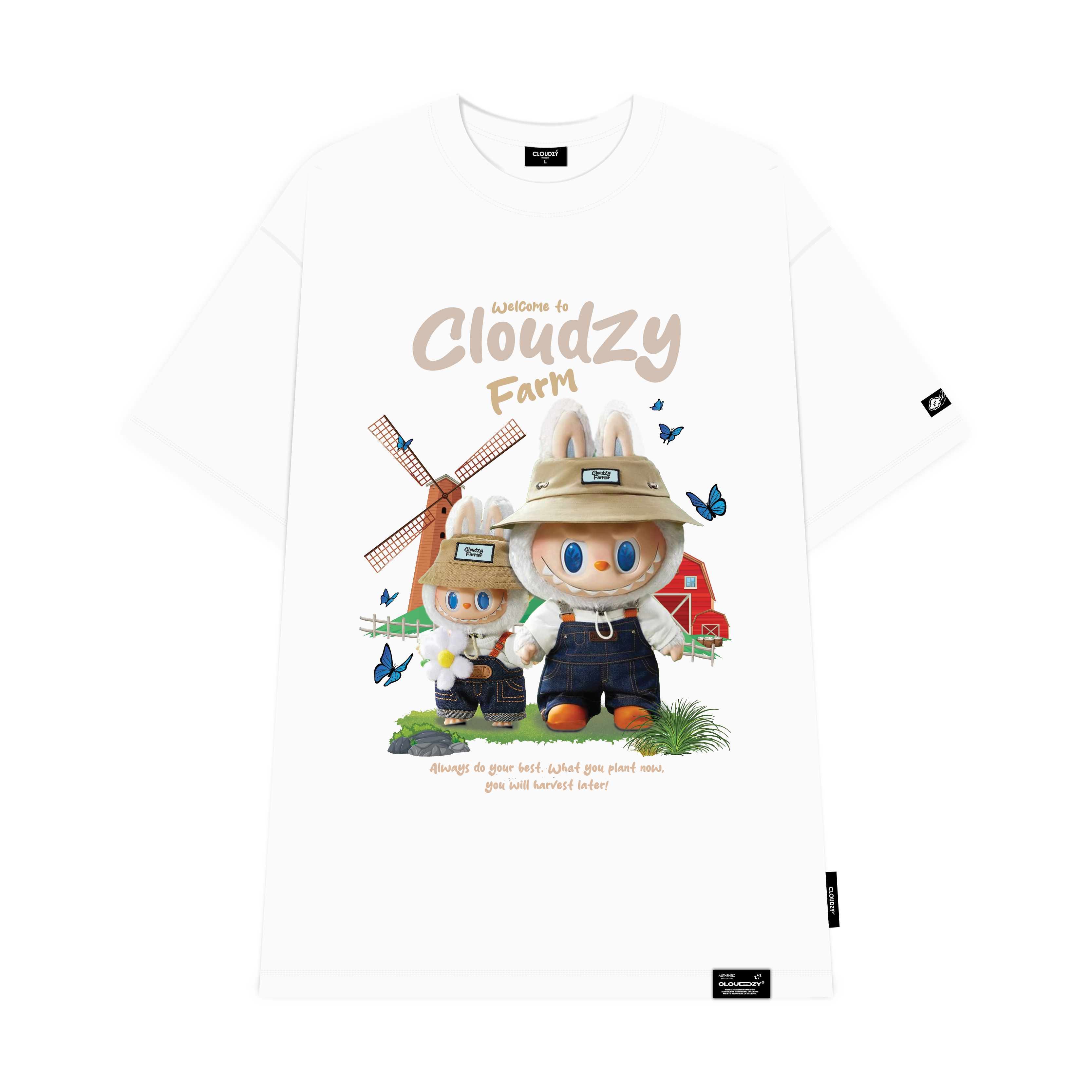 Áo thun nữ nam labubu basic unisex tay lỡ phông cotton localbrand CLOUDZY form rộng cổ tròn AT FARM