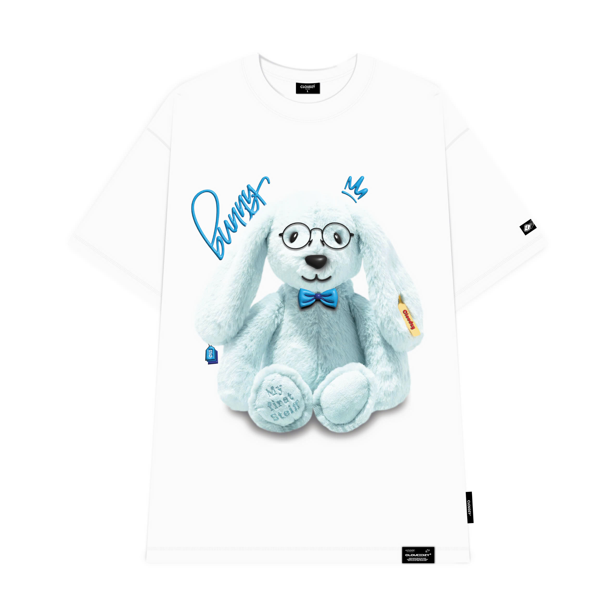 Áo thun nữ nam unisex tay lỡ phông local brand form rộng teen cổ tròn oversize BLUE BUNNY CLOUDZY