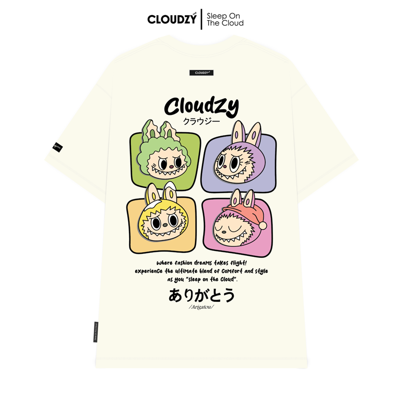 Áo thun nữ labubu unisex phông nam tay localbrand CLOUDZY basic cotton cao cấp form rộng ARIGATOU