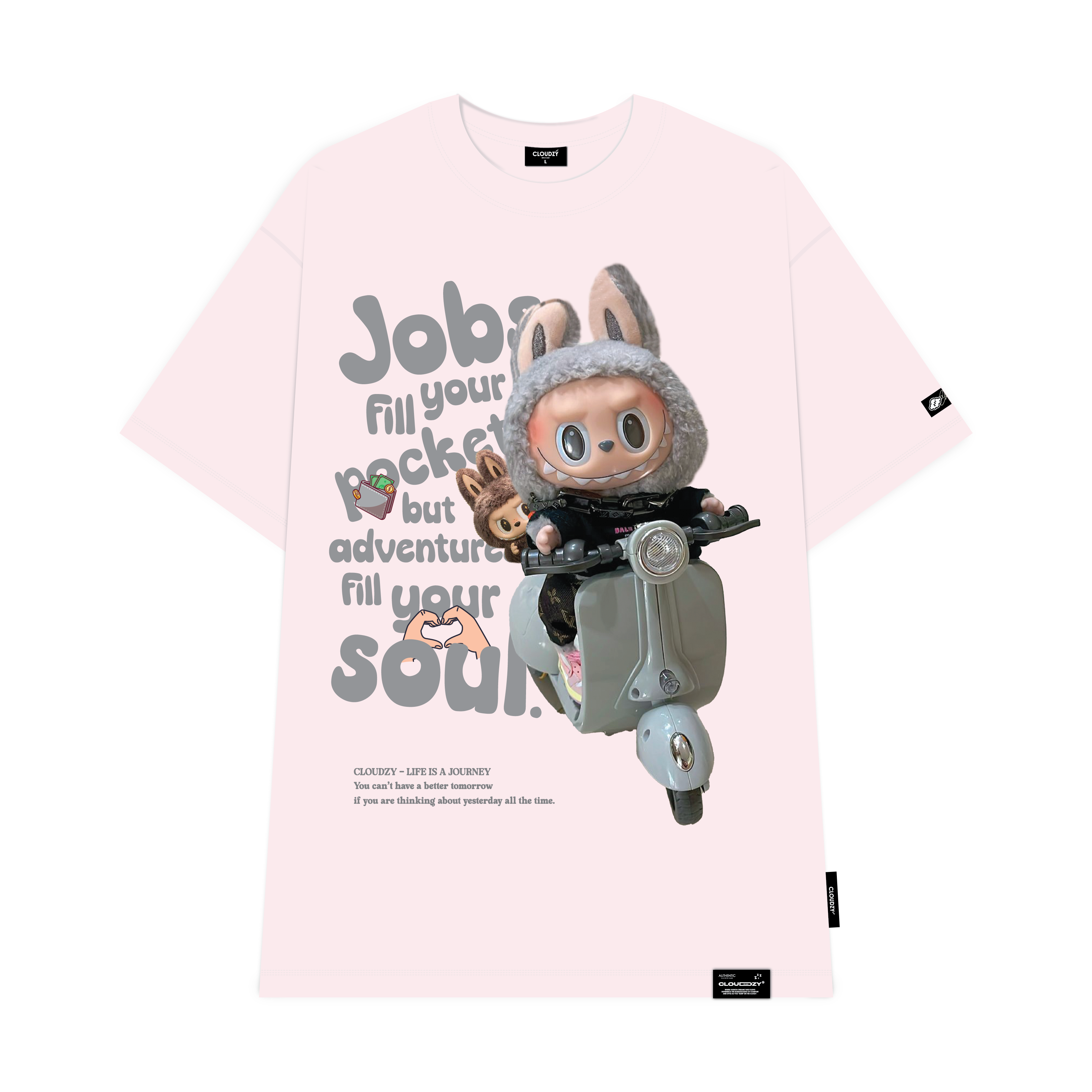 Áo thun nữ nam unisex tay lỡ phông cặp đôi labubu form rộng local brand cổ tròn cotton CLOUDZY BIKE