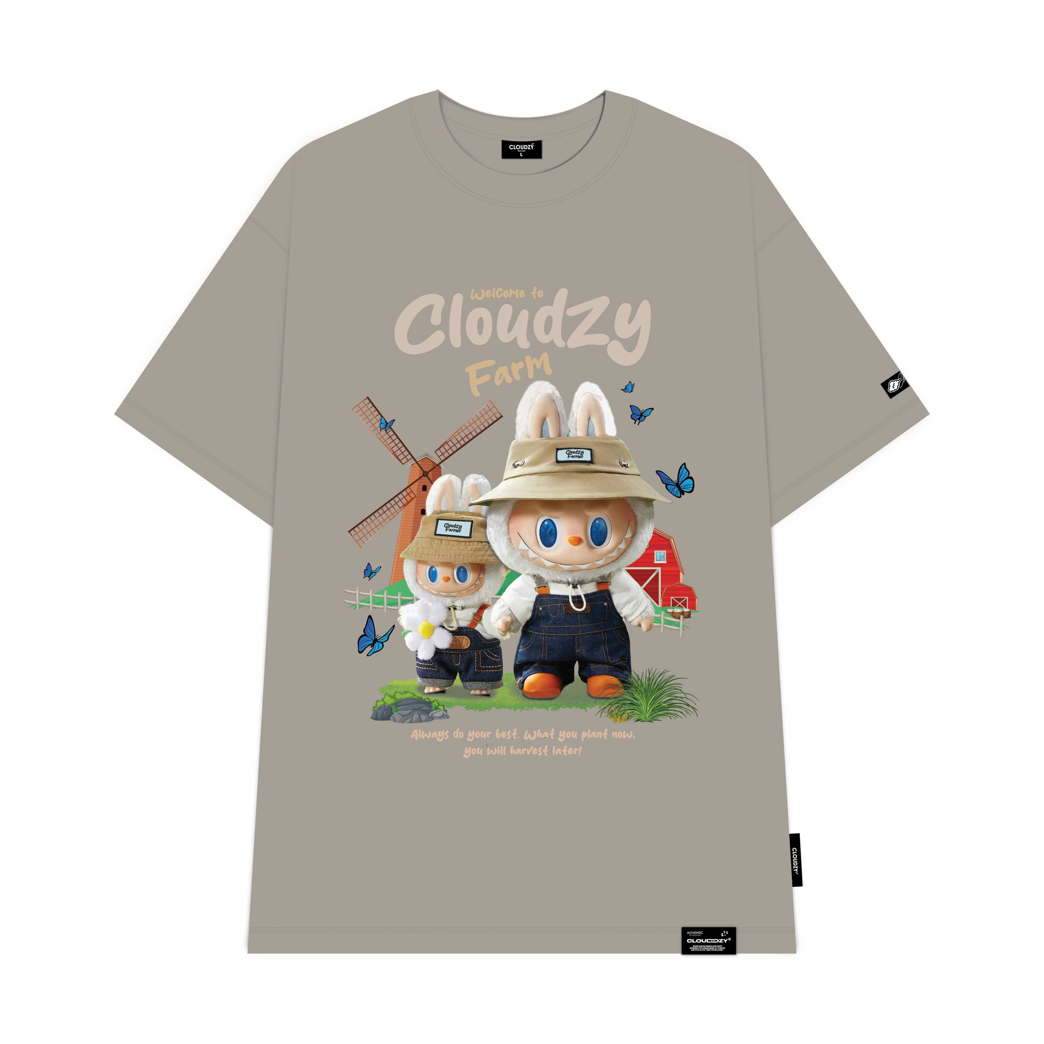 Áo thun nữ nam labubu basic unisex tay lỡ phông cotton localbrand CLOUDZY form rộng cổ tròn AT FARM