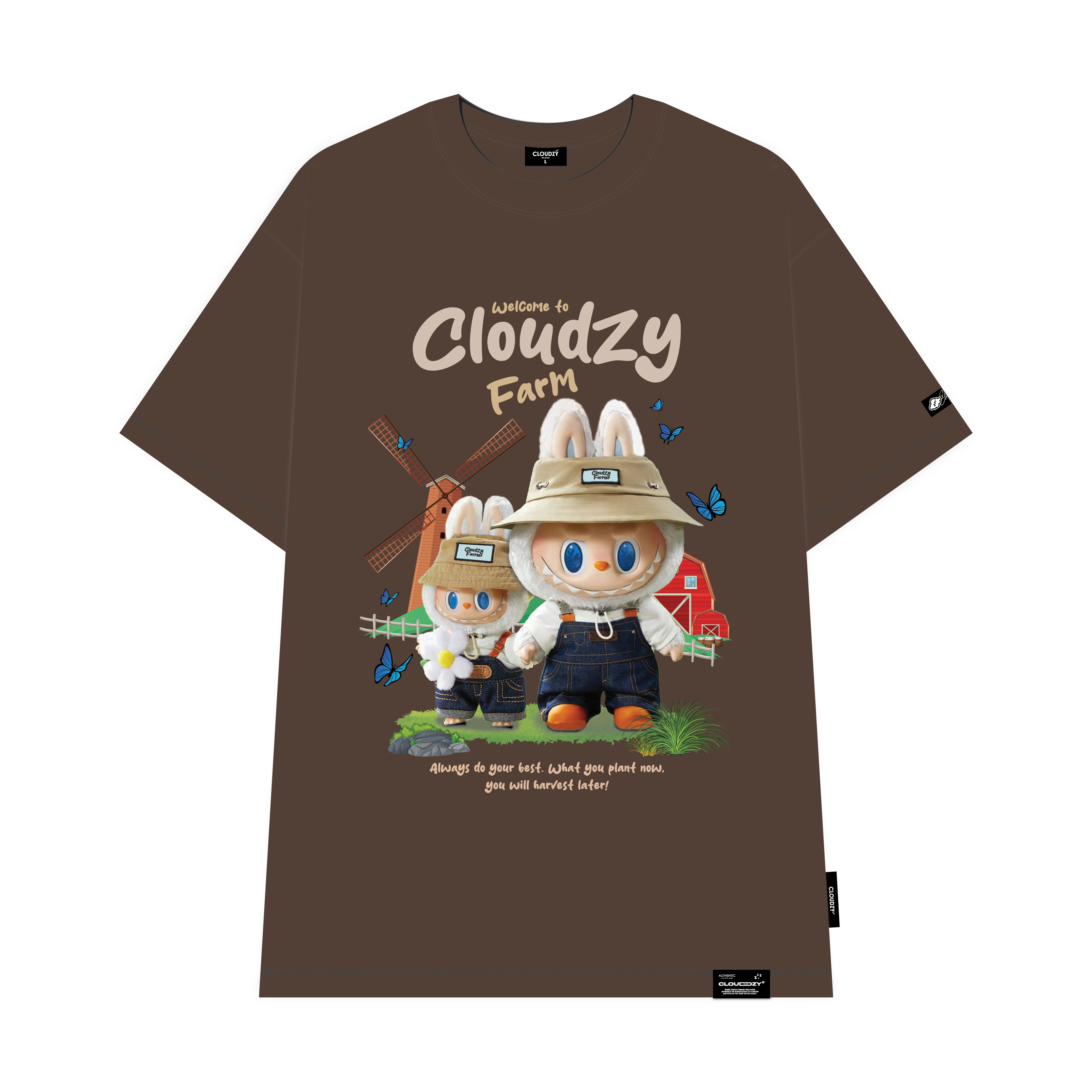 Áo thun nữ nam labubu basic unisex tay lỡ phông cotton localbrand CLOUDZY form rộng cổ tròn AT FARM