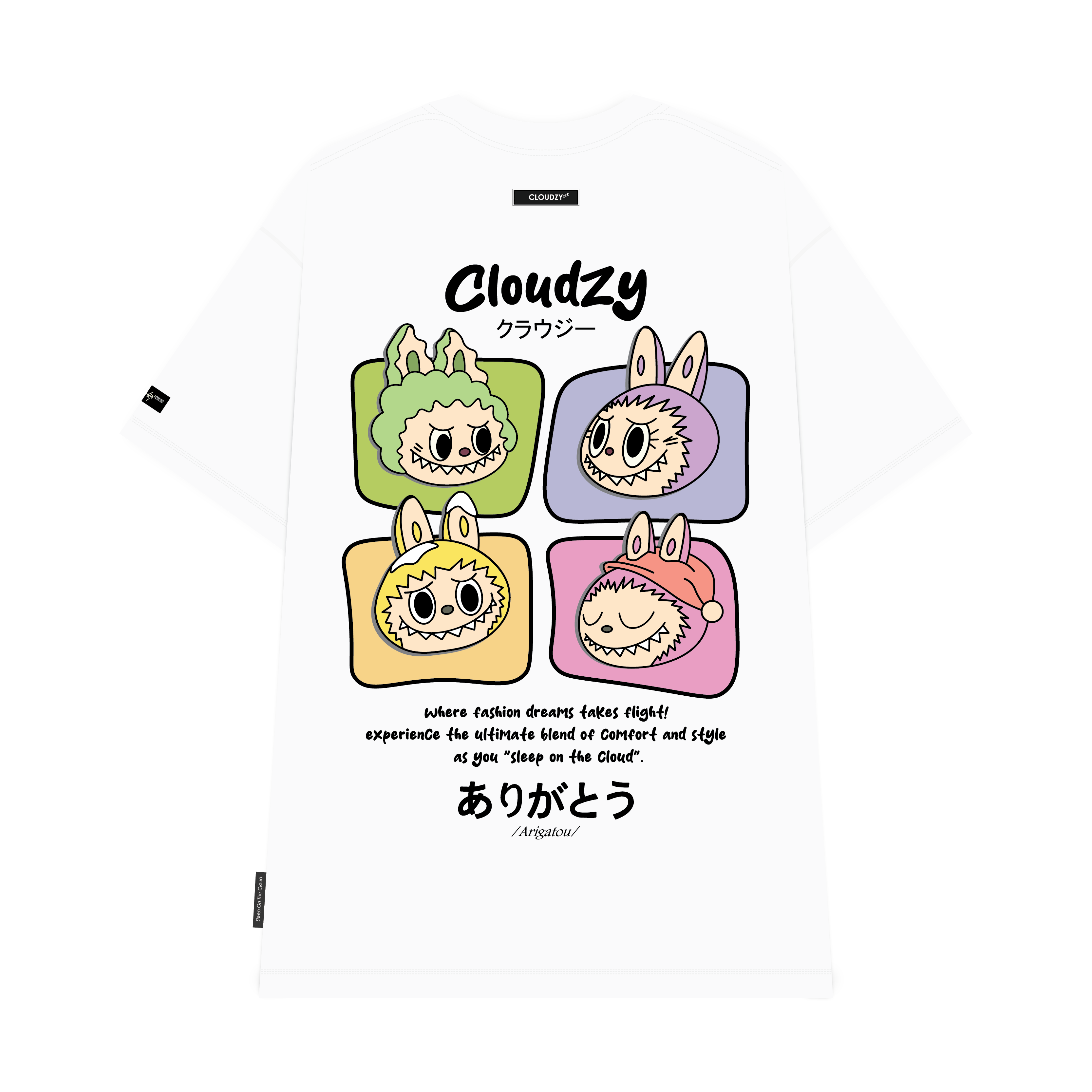Áo thun nữ labubu unisex phông nam tay localbrand CLOUDZY basic cotton cao cấp form rộng ARIGATOU
