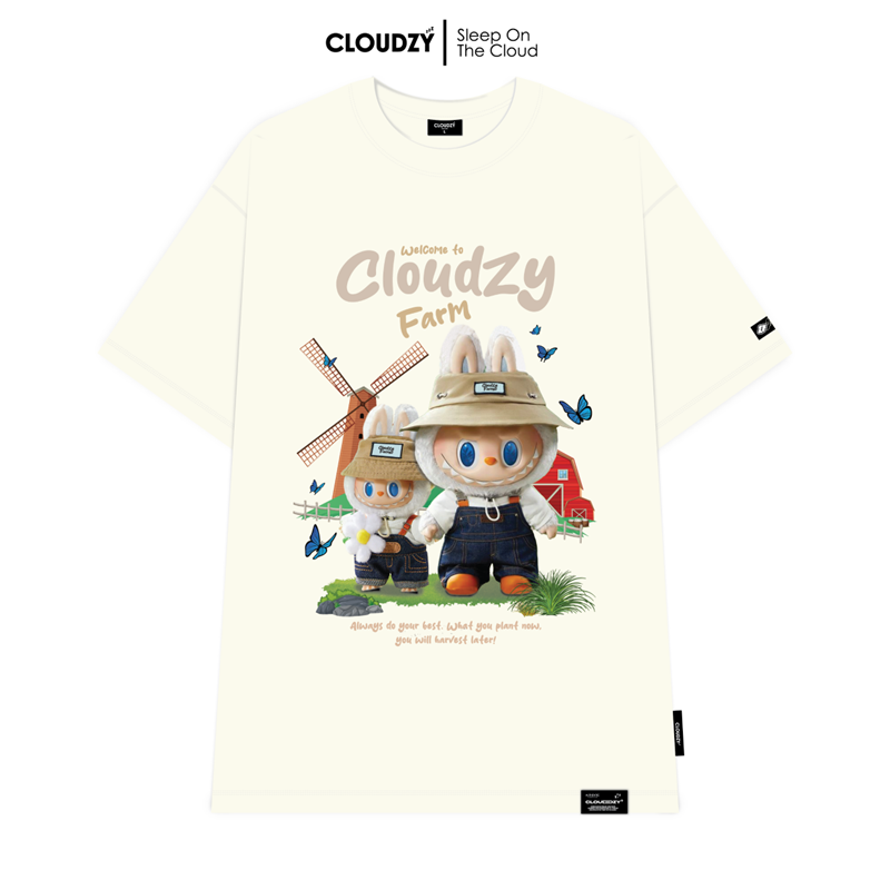 Áo thun nữ nam labubu basic unisex tay lỡ phông cotton localbrand CLOUDZY form rộng cổ tròn AT FARM
