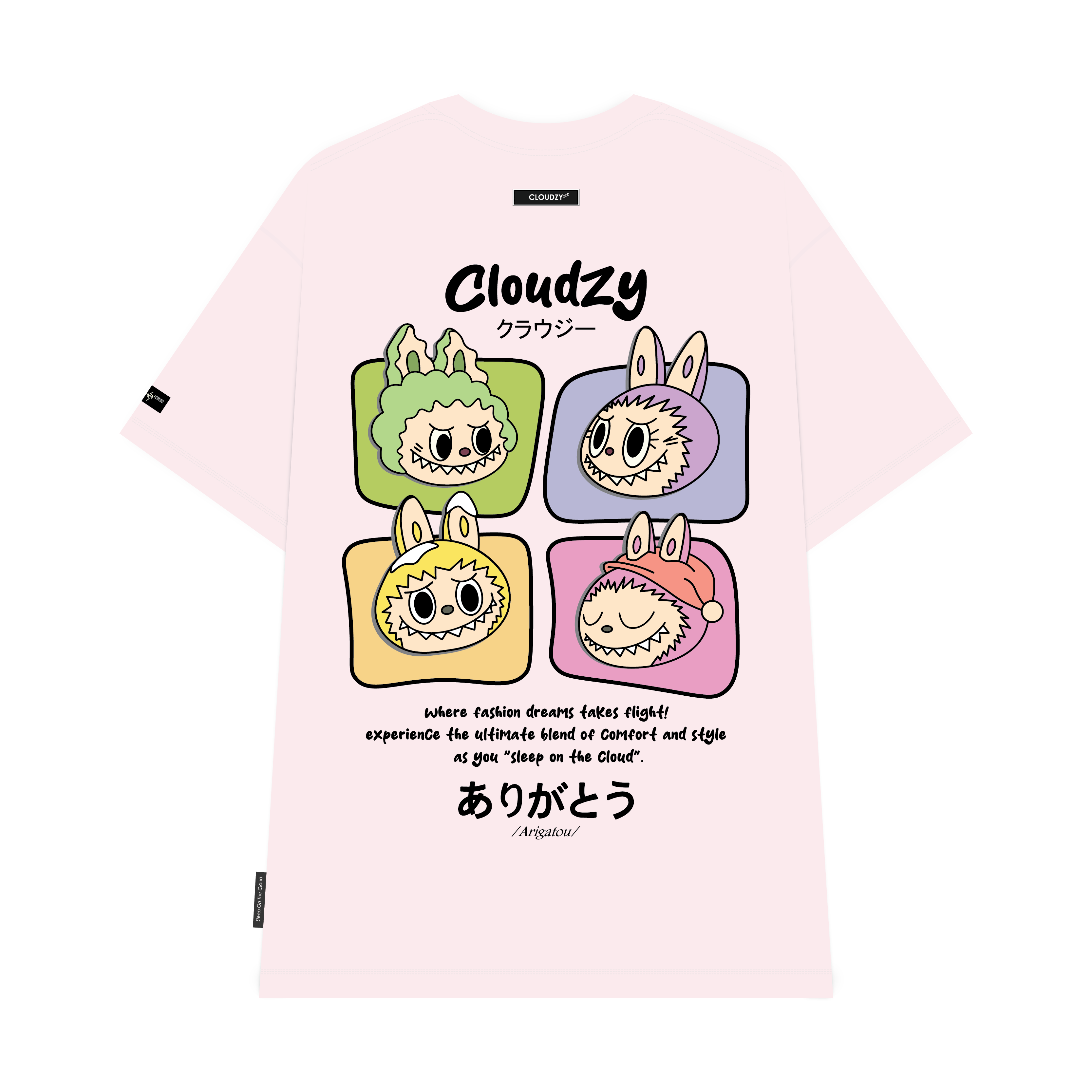 Áo thun nữ labubu unisex phông nam tay localbrand CLOUDZY basic cotton cao cấp form rộng ARIGATOU