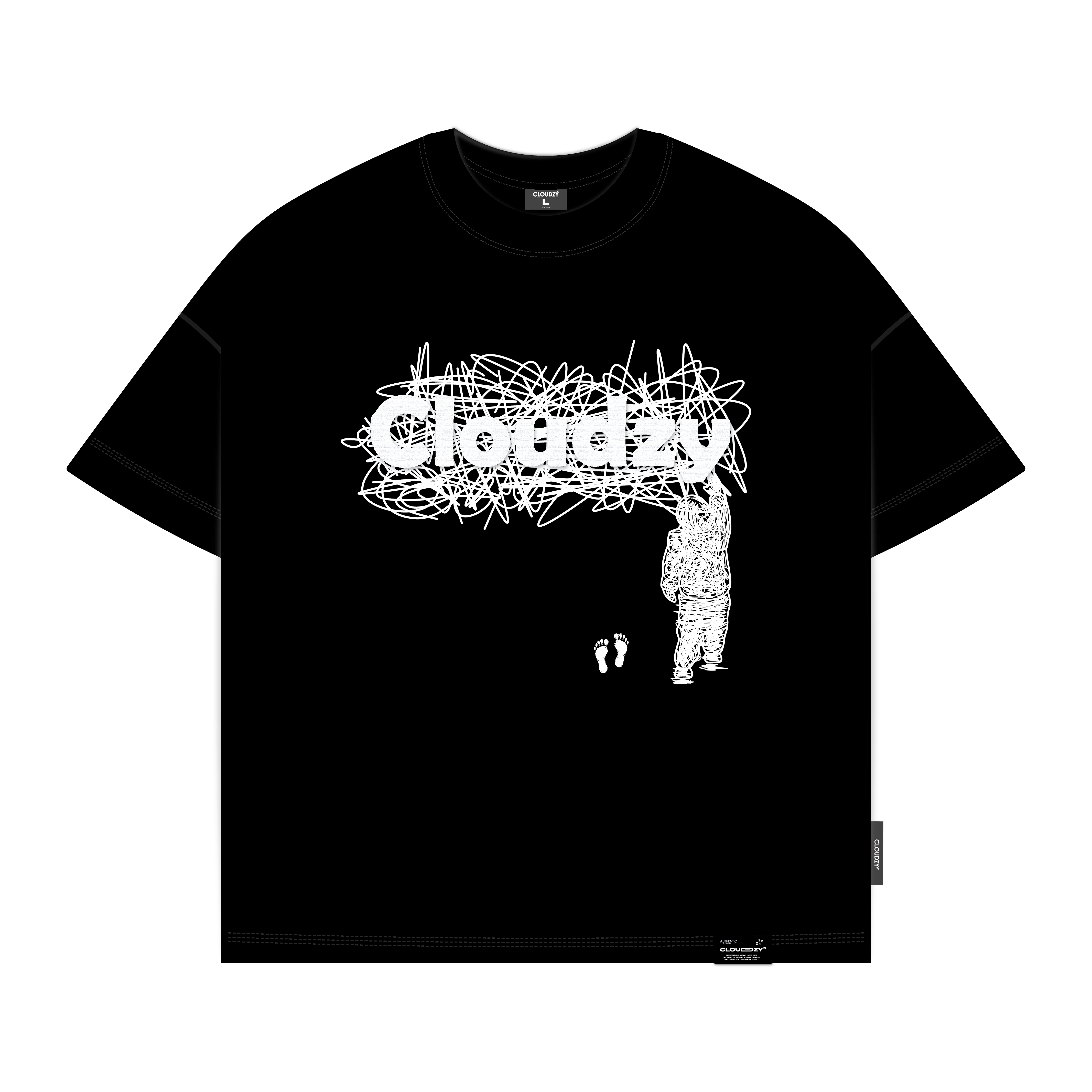 Áo thun boxy thêu Cloudzy unisex phông tay lỡ nữ nam cotton phối màu form rộng boxy MESS