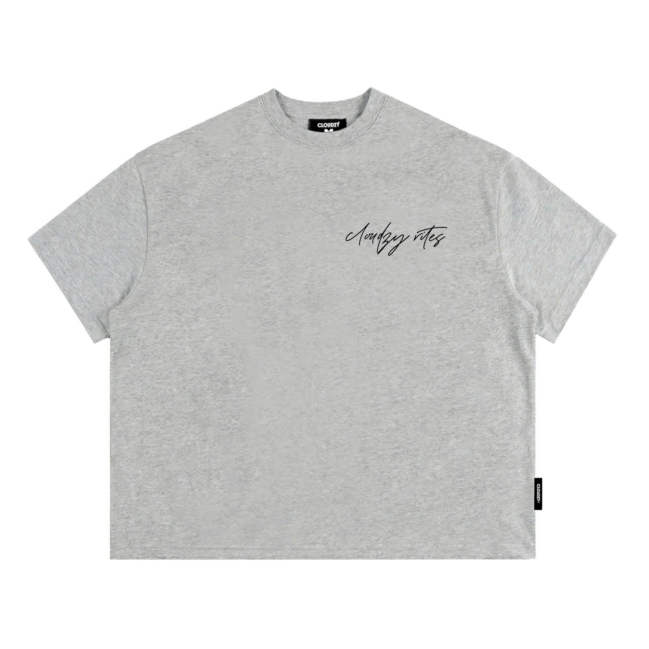 Áo thun boxy CLOUDZY in chữ ký cotton 250gsm dày dặn áo phông nam nữ form rộng hồng nâu đỏ unisex streetwear RITE