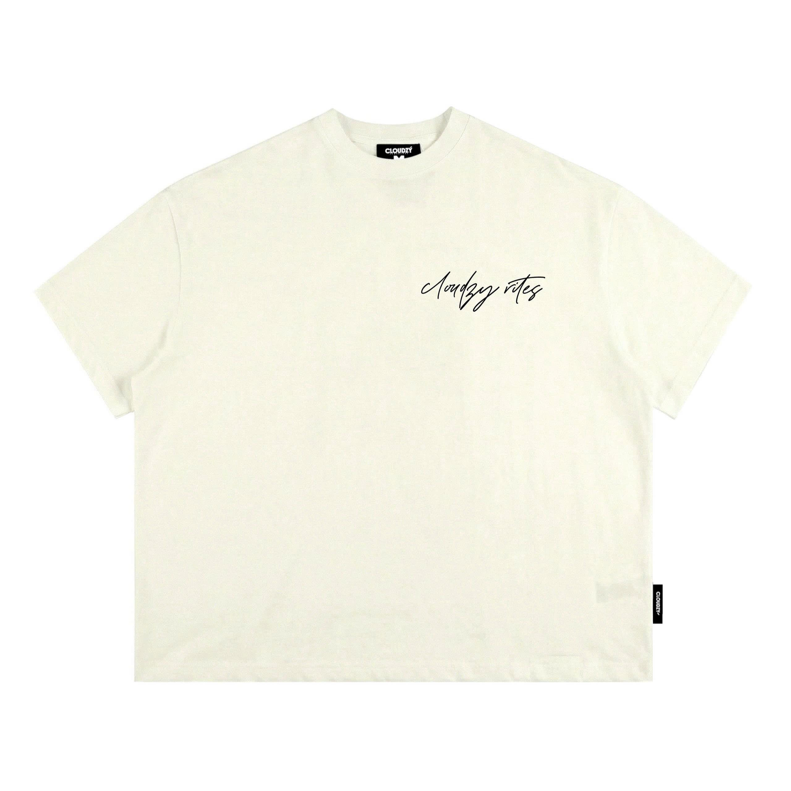 Áo thun boxy CLOUDZY in chữ ký cotton 250gsm dày dặn áo phông nam nữ form rộng hồng nâu đỏ unisex streetwear RITE