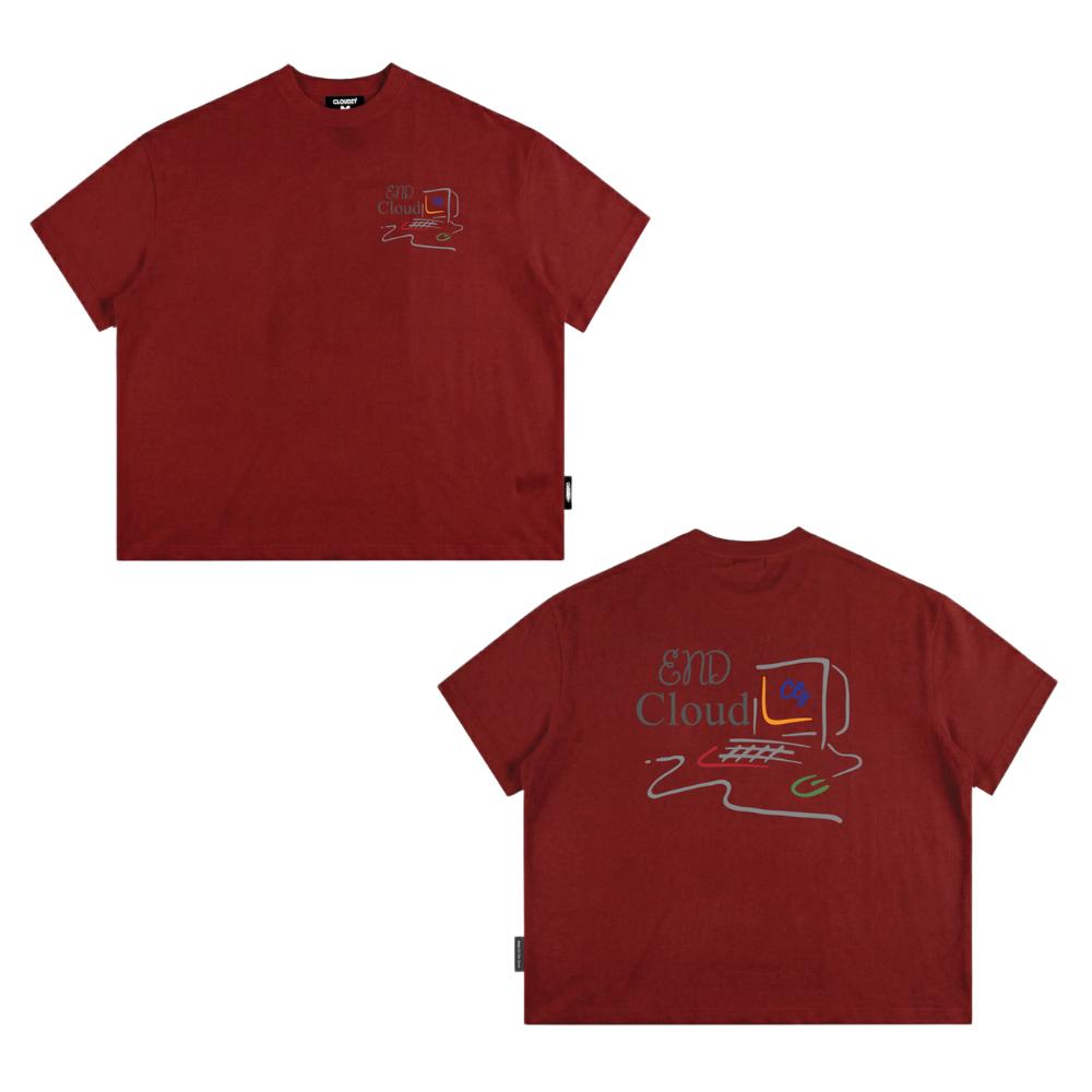 [NEW] Áo thun boxy CLOUDZY in hình máy tính retro 100% cotton 250gsm dày dặn áo phông form rộng nam nữ unisex END