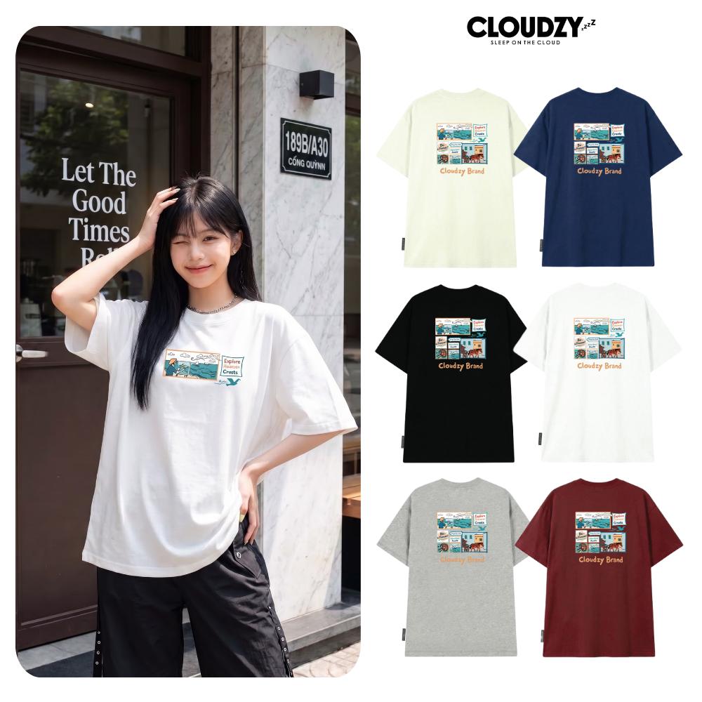 [NEW] Áo thun oversize CLOUDZY in chữ vải cotton 100% 250gsm form rộng nam nữ áo phông local brand streetwear DISCOVER