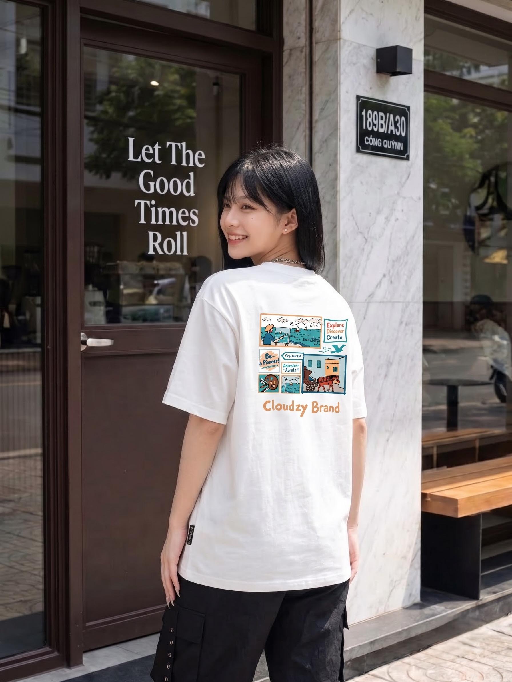 [NEW] Áo thun oversize CLOUDZY in chữ vải cotton 100% 250gsm form rộng nam nữ áo phông local brand streetwear DISCOVER