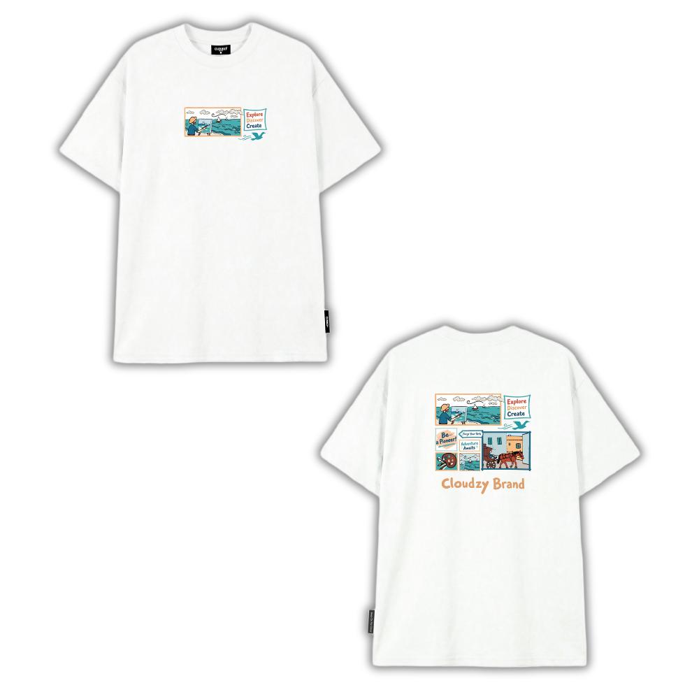 [NEW] Áo thun oversize CLOUDZY in chữ vải cotton 100% 250gsm form rộng nam nữ áo phông local brand streetwear DISCOVER