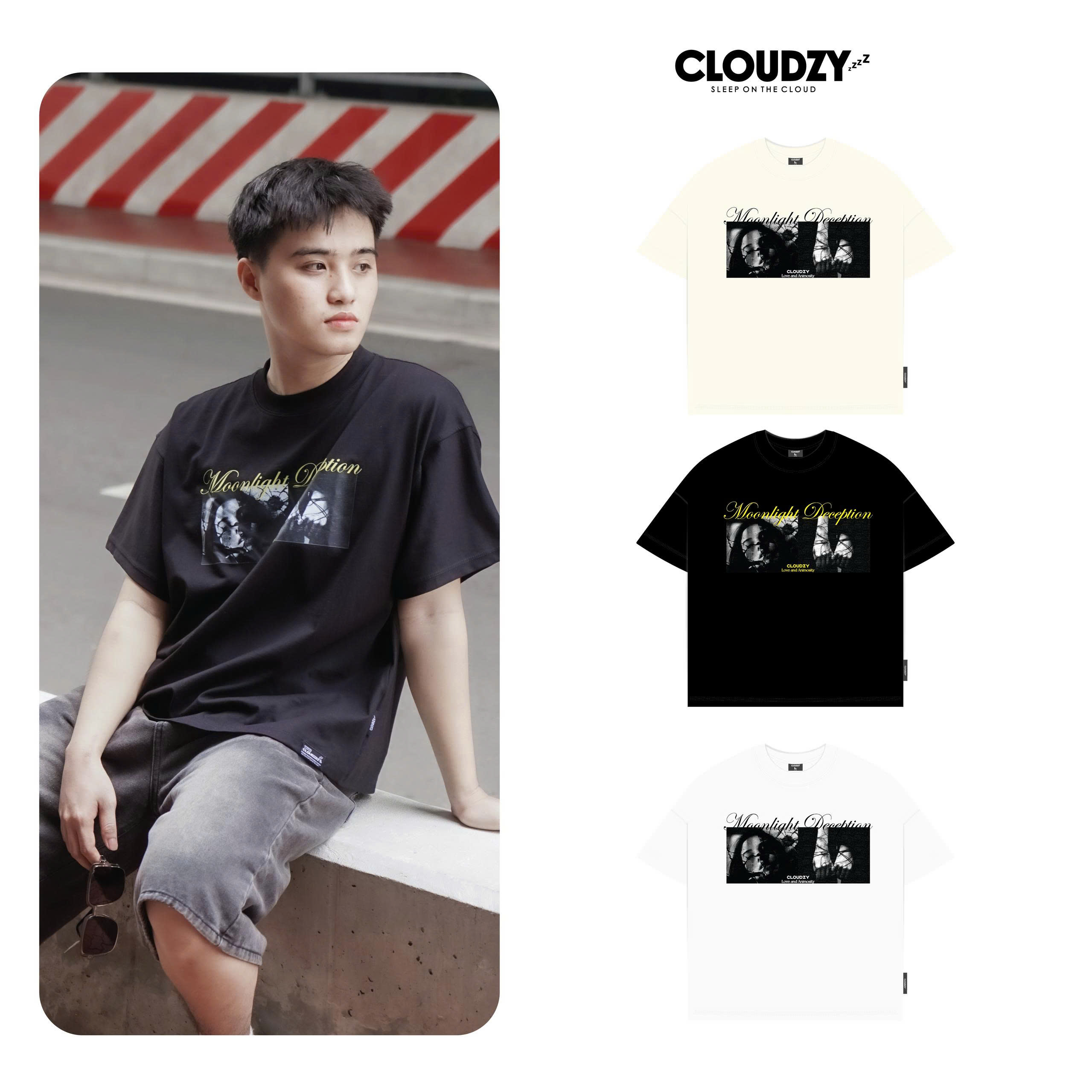 Áo thun boxy tay lỡ nữ nam unisex phông basic Cloudzy local brand form rộng teen cotton AT MOONLIGHT
