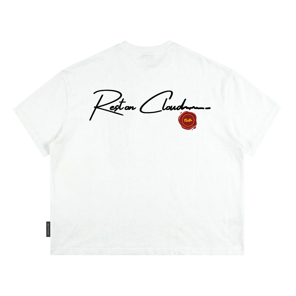 Áo thun boxy CLOUDZY form boxy local brand in chữ ký con dấu 100% cotton 250GSM dày dặn áo phông unisex nam nữ REST